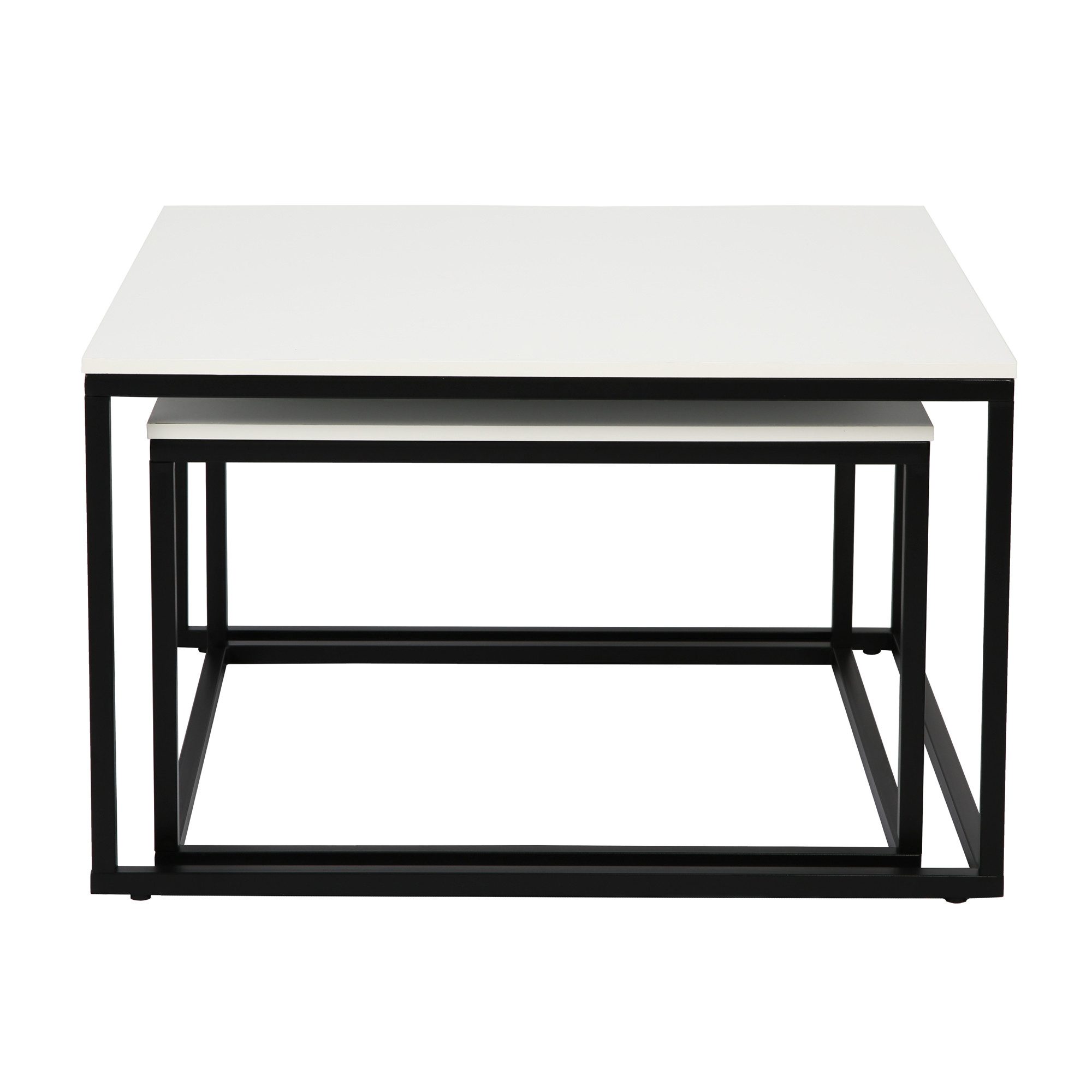 Home Collective Couchtisch Couchtisch 2er Set 42cm und 36cm hoch, Beistelltisch Loft Design, 2 in 1 Verschachtelung, kratzfeste Oberfläche, Wohnzimmer weiß – Bild 5 von 5