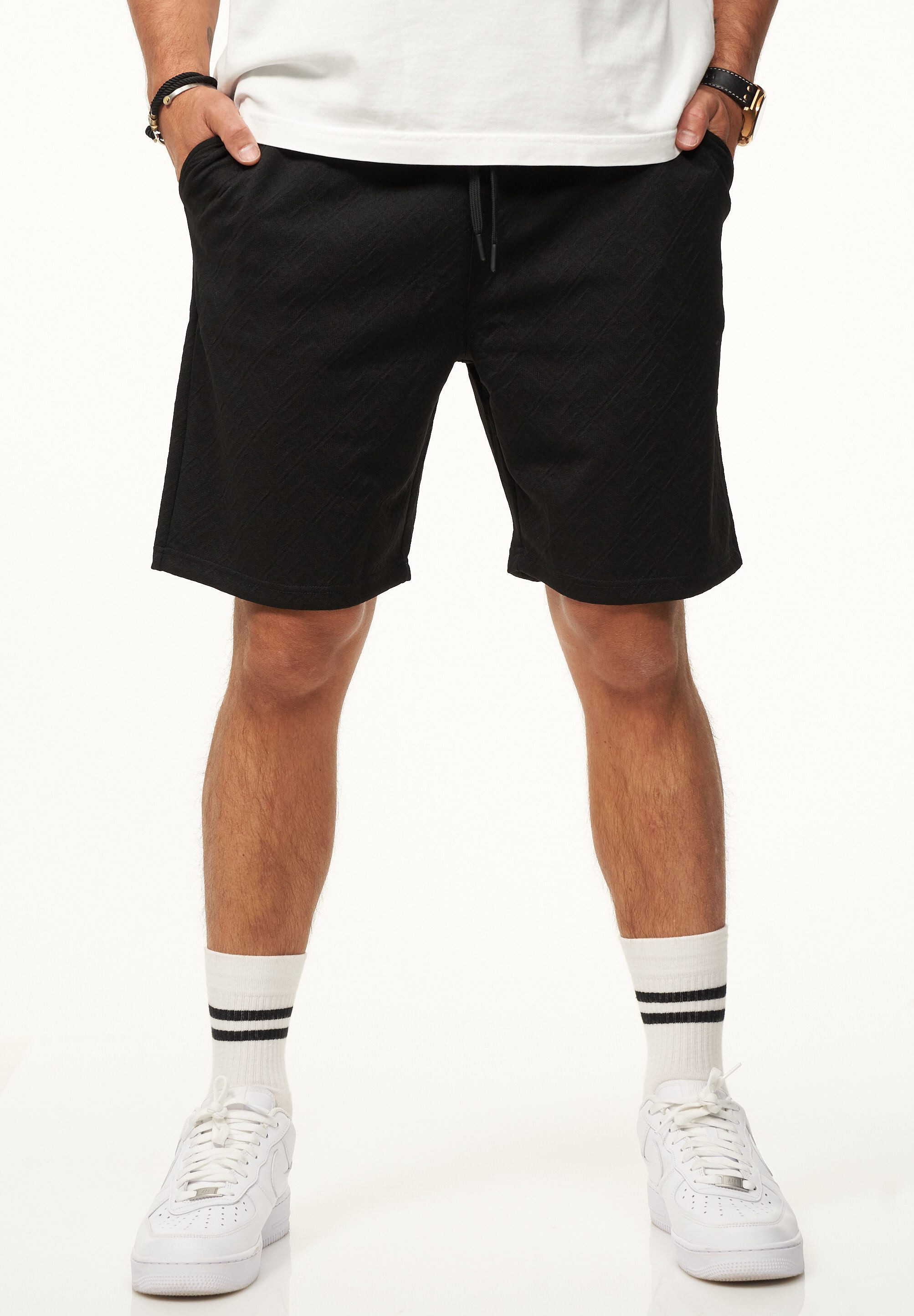 CARISMA Shorts für Herren mit elastischem Bund & Kordelzug im Strukturmuster Kurze Hose Sommershorts Bermuda Sweatshorts im Regular-Fit