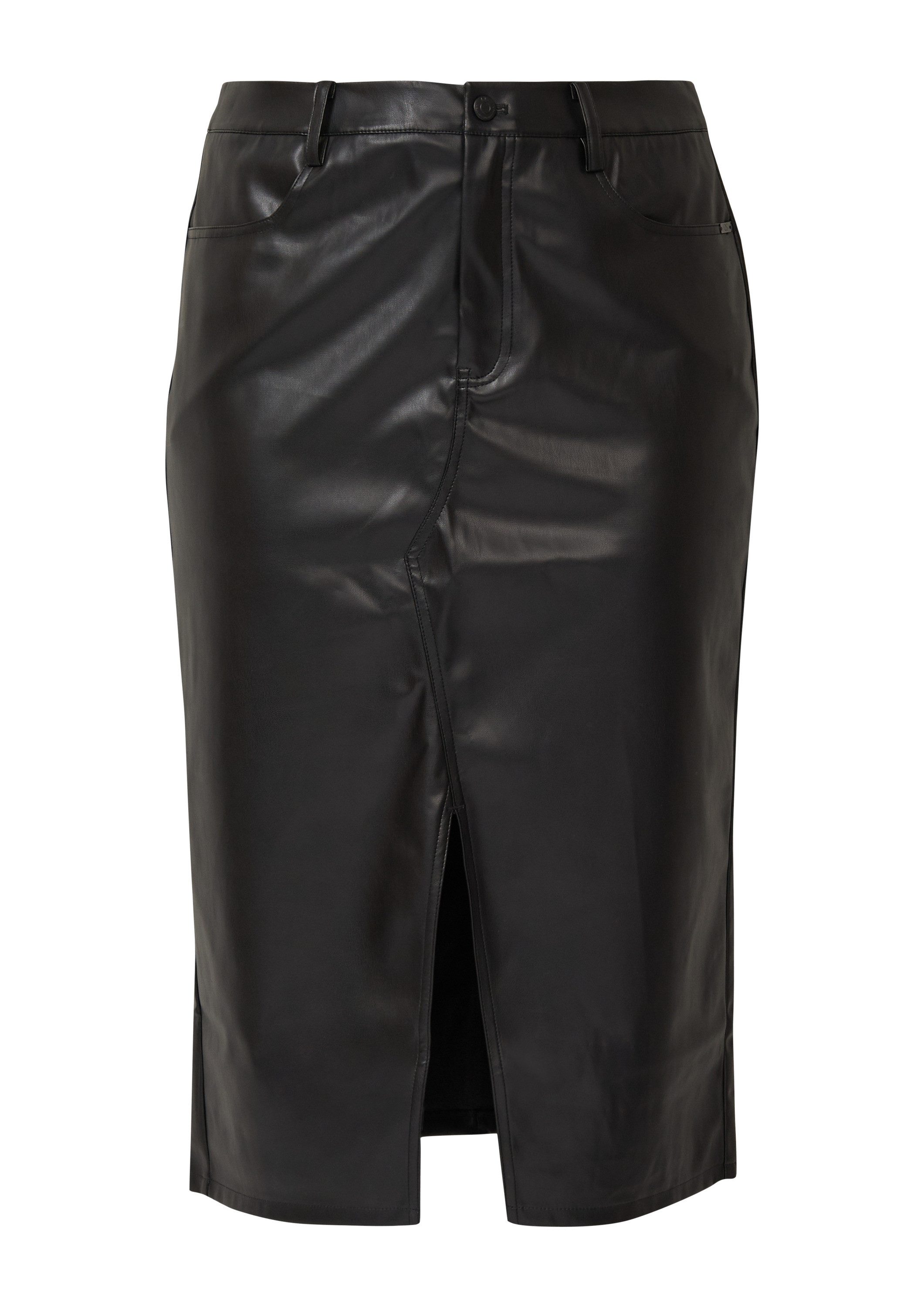 QS Midirock Rock Midi-Rock aus Kunstleder mit Schlitz günstig online kaufen