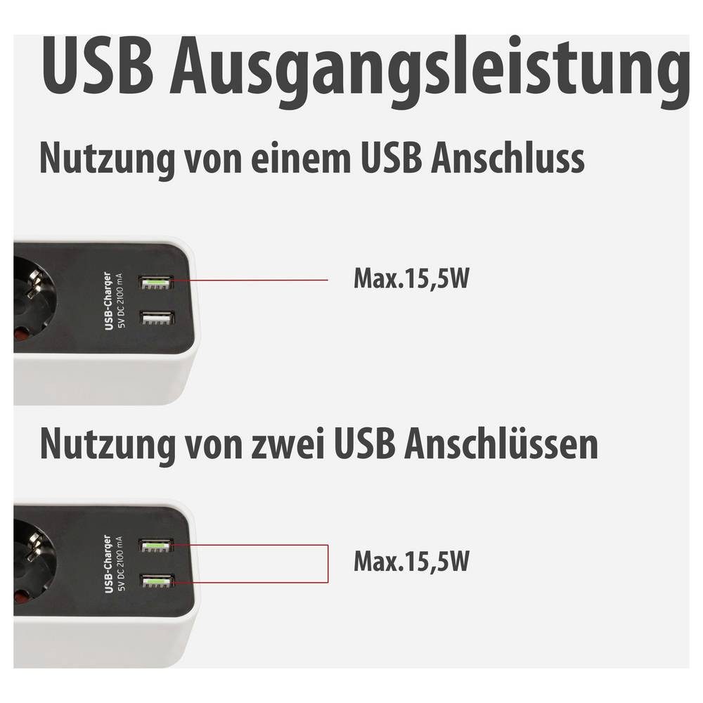 Brennenstuhl Steckdosenleiste Ecolor 4-fach mit USB 1153240026 Steckdosenleiste, mit USB – Bild 4 von 5
