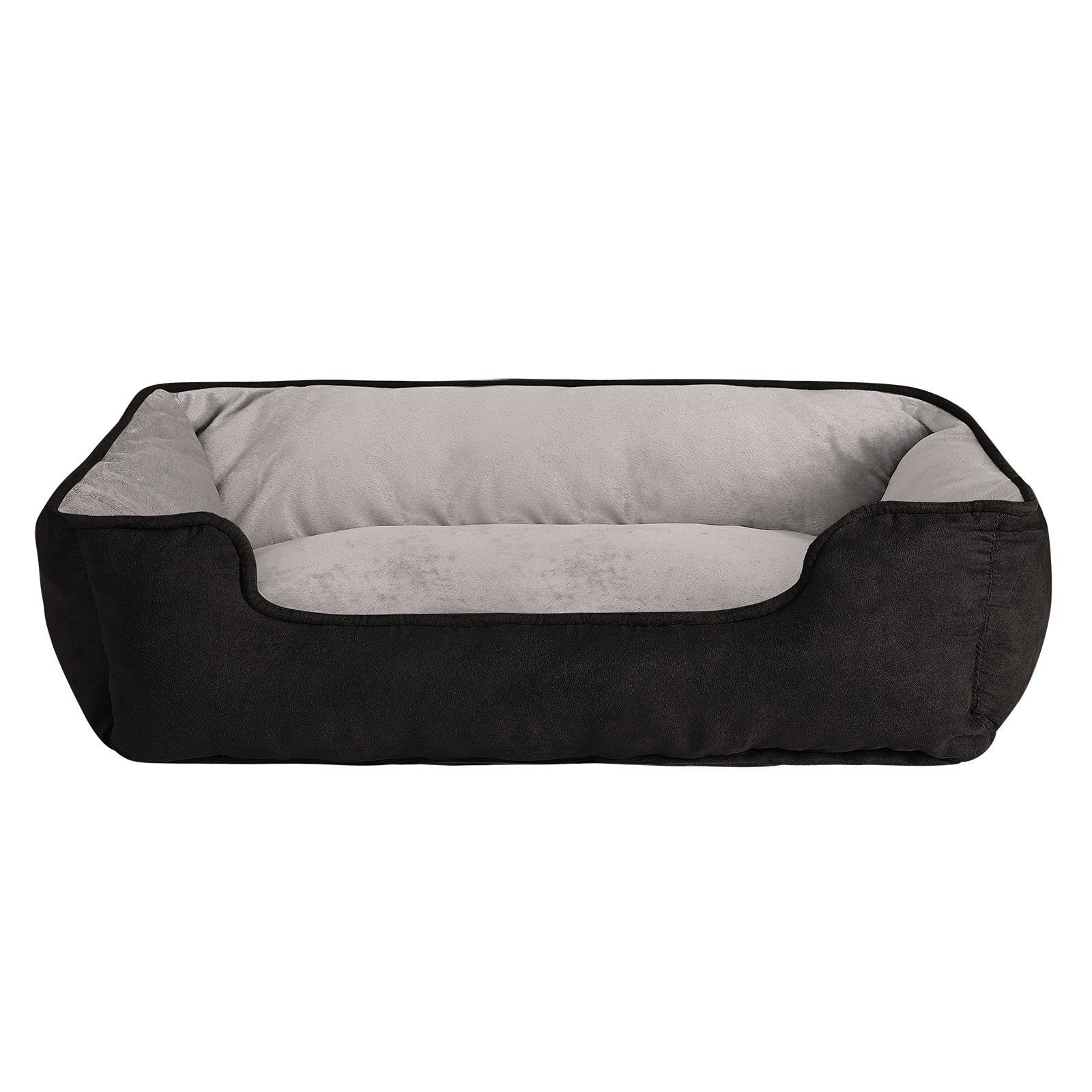 lionto Tierkissen 2-in-1 Hundebett in Wildlederoptik, mit Wendekissen, schwarz/grau, 110 cm x 80 cm