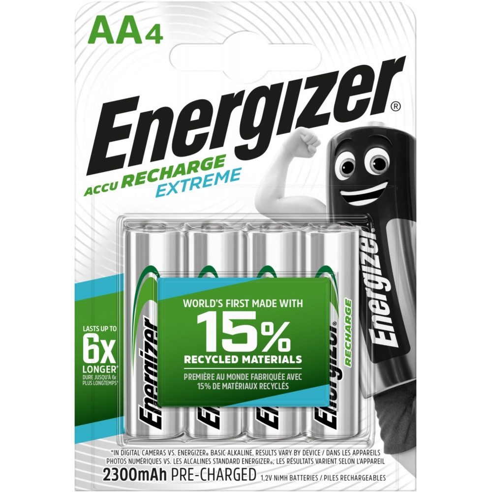 Energizer Energizer NiMH Extreme AA 2300mAh Akku 4er Blister Akku-Set Energizer NiMH Extreme AA 2300mAh Akku 4er Blister, Wiederaufladbar ohne Memory-Effekt