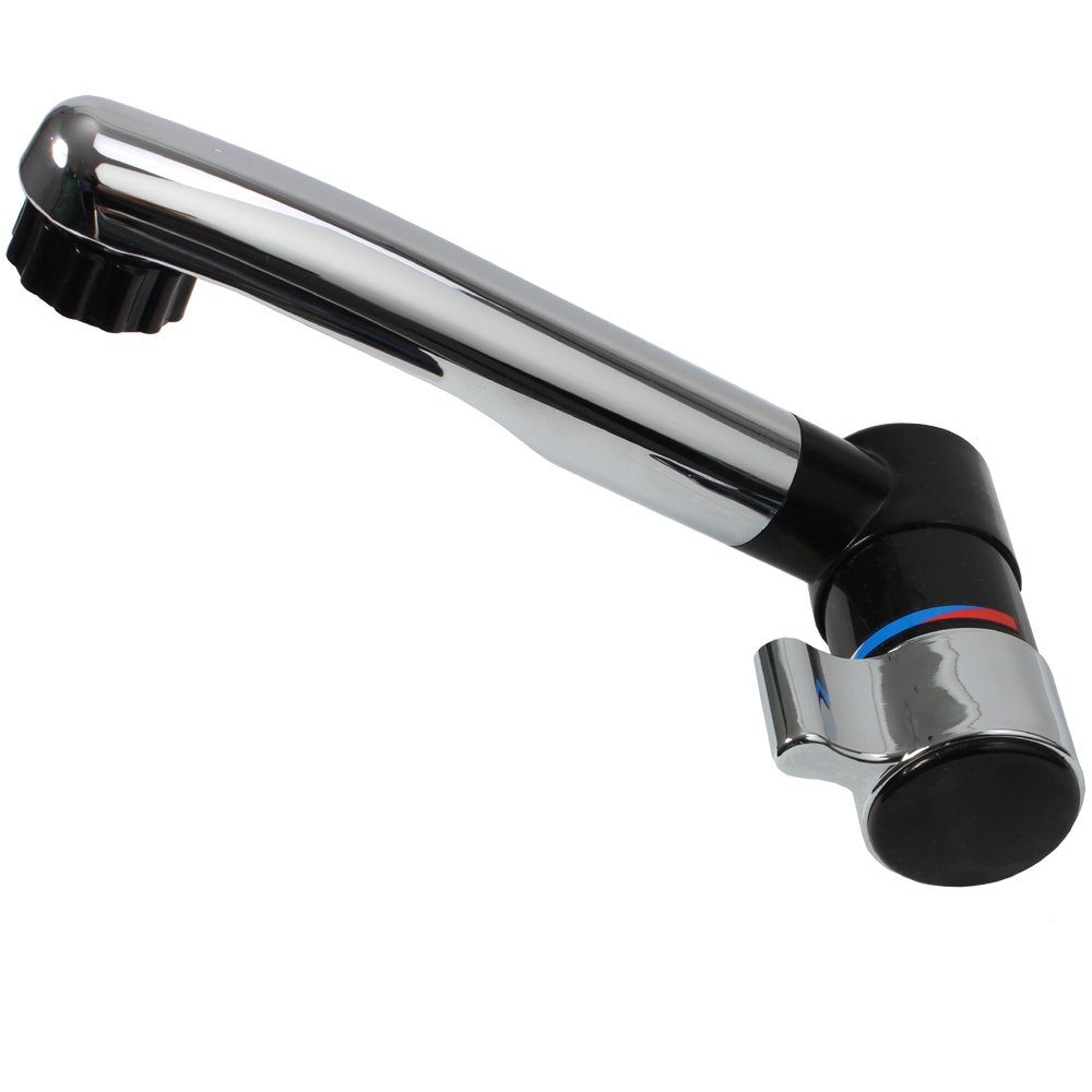 Comet Waschtischarmatur Wasserhahn + Schalter schwenkbar schwarz/chrom