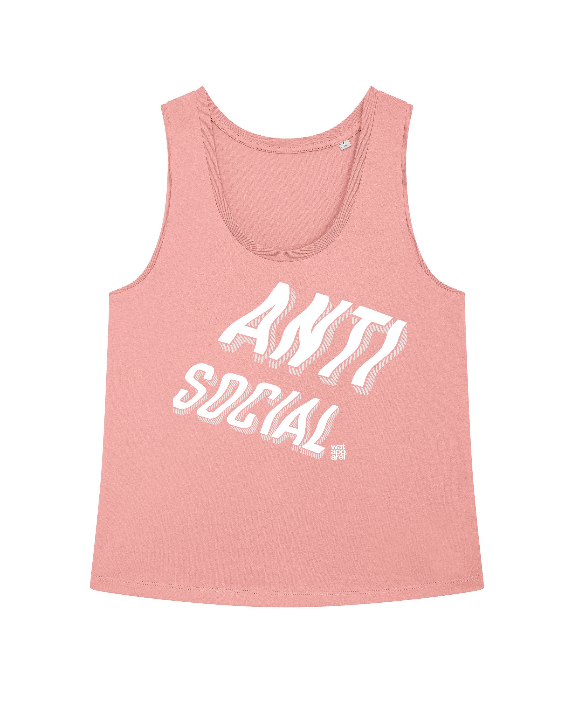 dunkelblau Apparel Print-Shirt Anti (1-tlg) social wat?