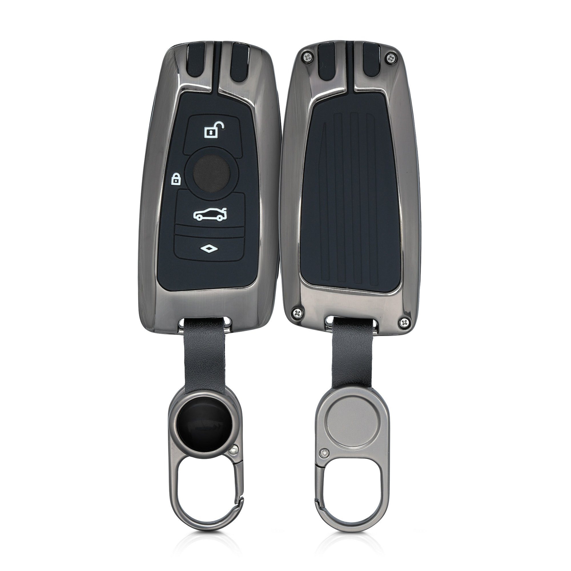 kwmobile Schlüsseltasche Autoschlüssel Hülle für Schwarz Metall BMW, Schutzhülle Hardcover