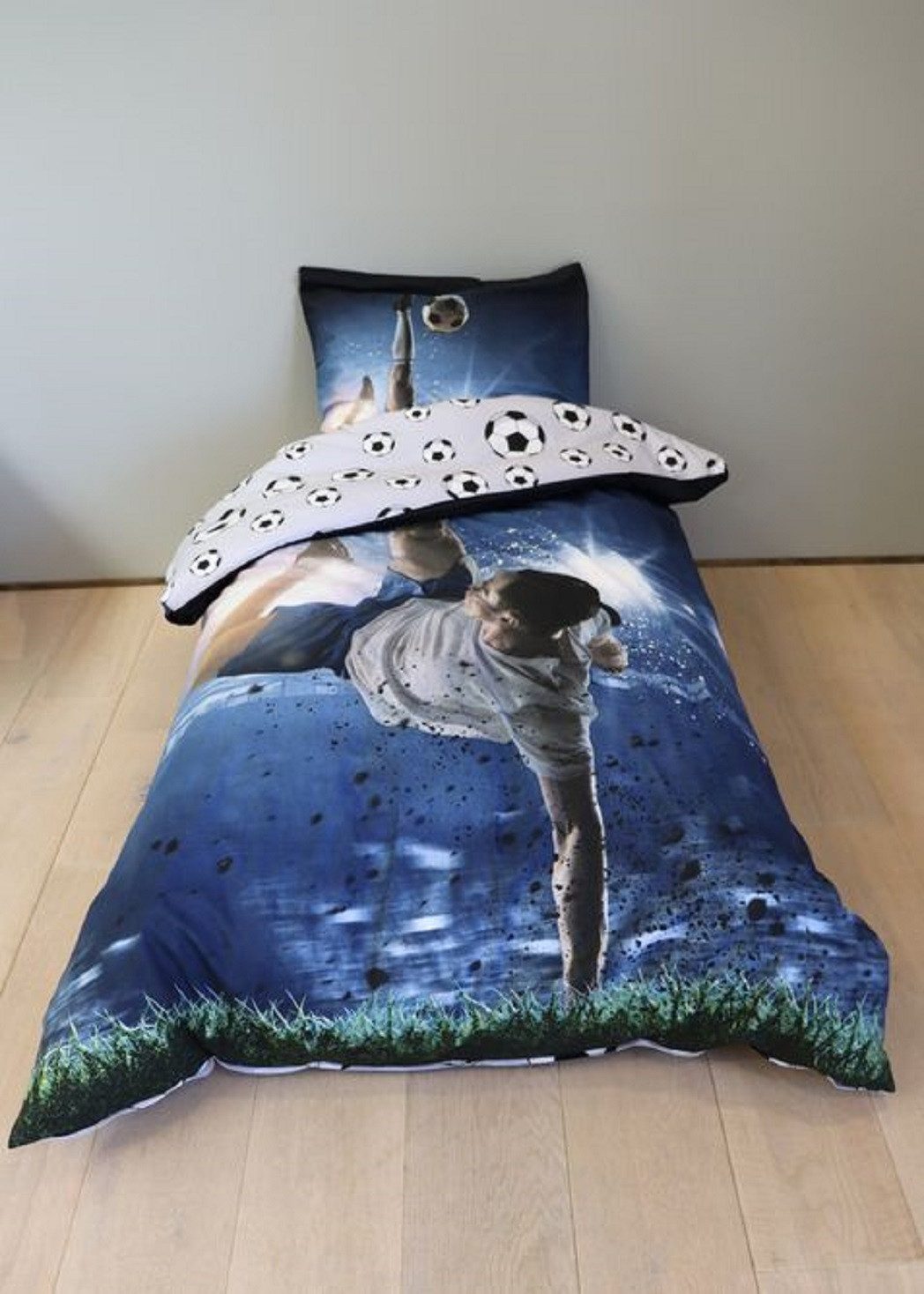 BrandMac Kinderbettwäsche Bettwäsche Fußball Spieler 135 x 200 cm, 100 % Baumwolle, 2 teilig, Langlebig