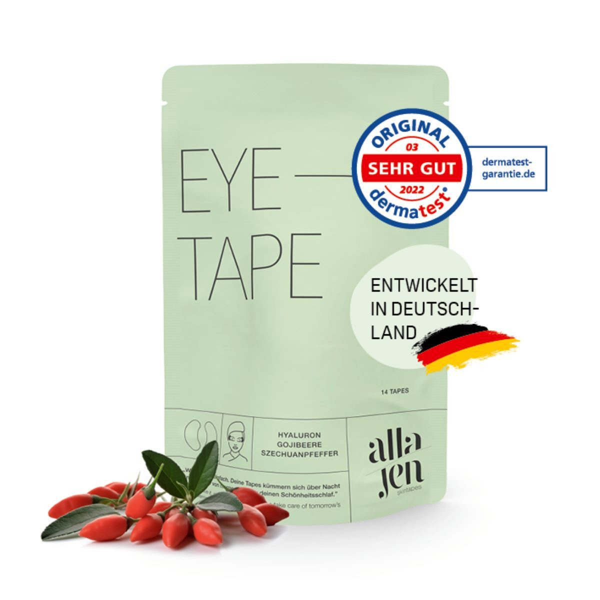 alla and jen Gesichtspflege-Set Hyaluron-Skintapes mit Gojibeere & Szechuanpfeffer, Overnight-Express, für Schönheit über Nacht, Anti-Falten-Pflaster