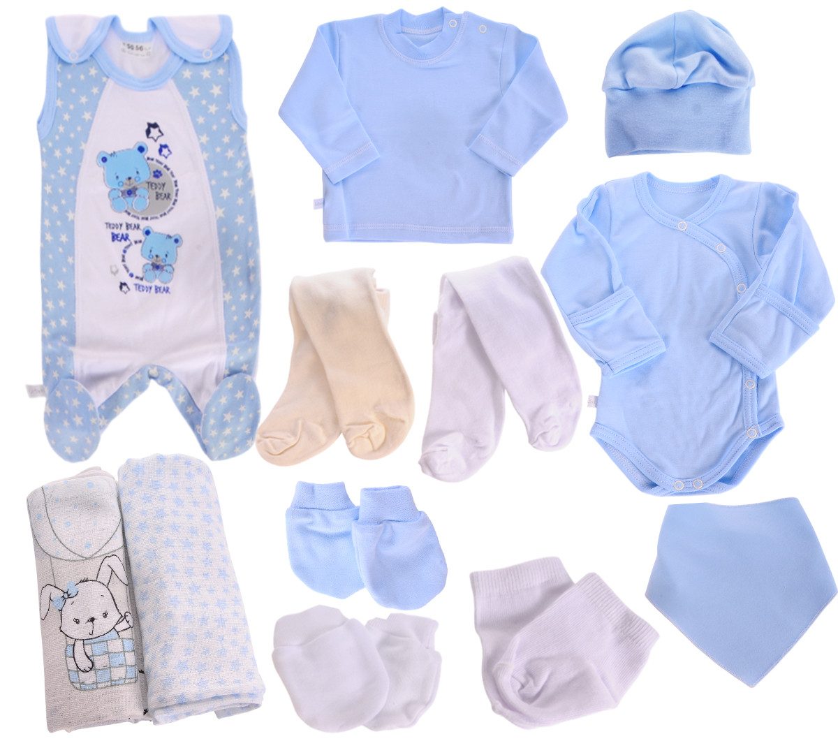 Erstausstattungspaket Baby Set 12 Teile Body Strampler Strumpfhosen Shirt Socken Latz