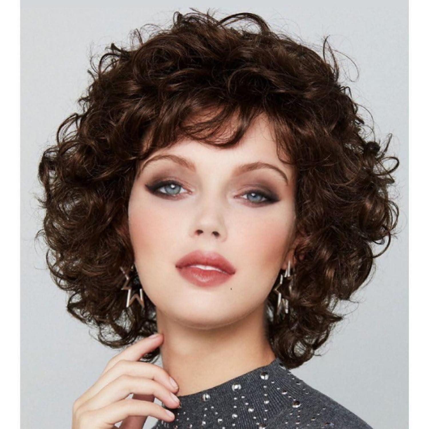 LuxusKollektion Kunsthaarperücke Perücke Damen Kurz Lockig Braun Synthetik Fluffig Party Dunk Braun