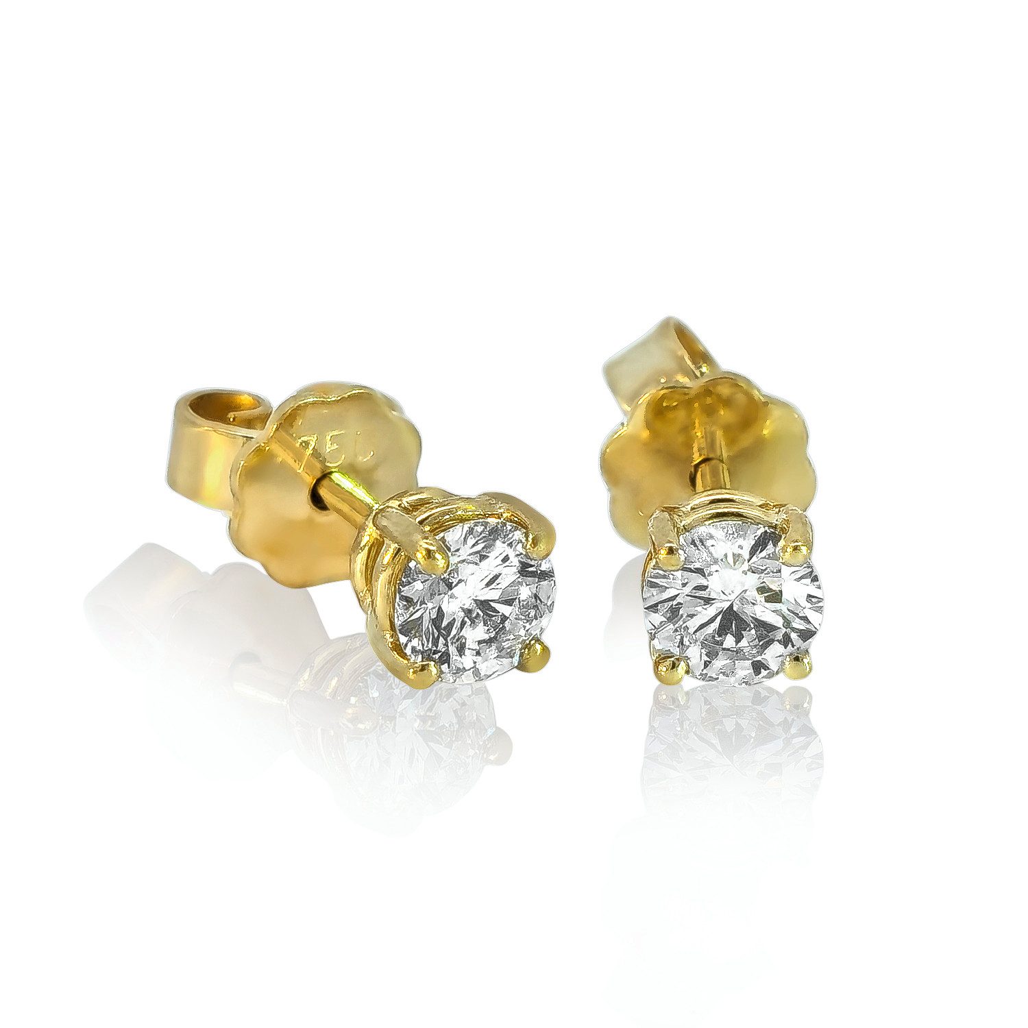 Paar Ohrstecker Ohrstecker 750 Gold mit 2 Diamanten Lupenrein (IF) feines weiß (F)