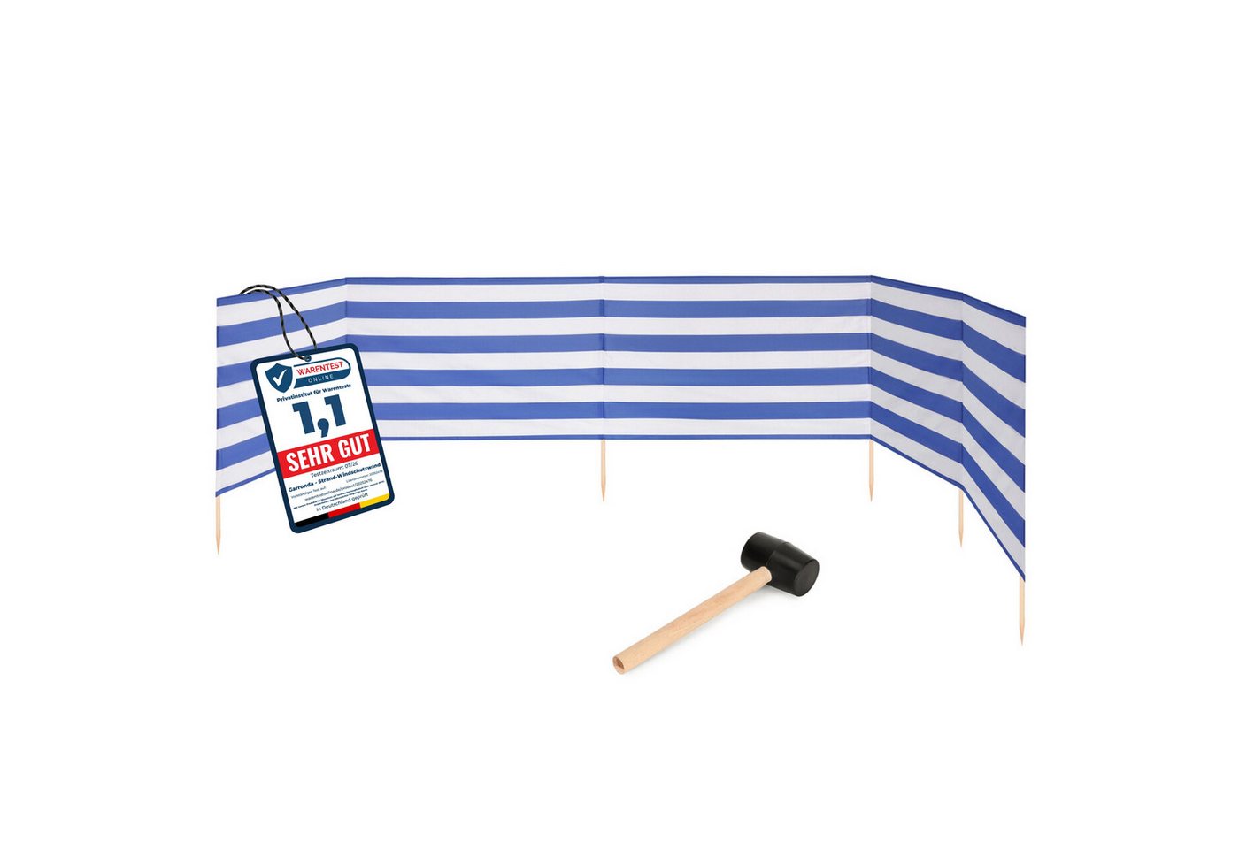 Garronda Windschutz Strand Sichtschutz 6m lang mit Gummihammer Garten Meer GAEX001