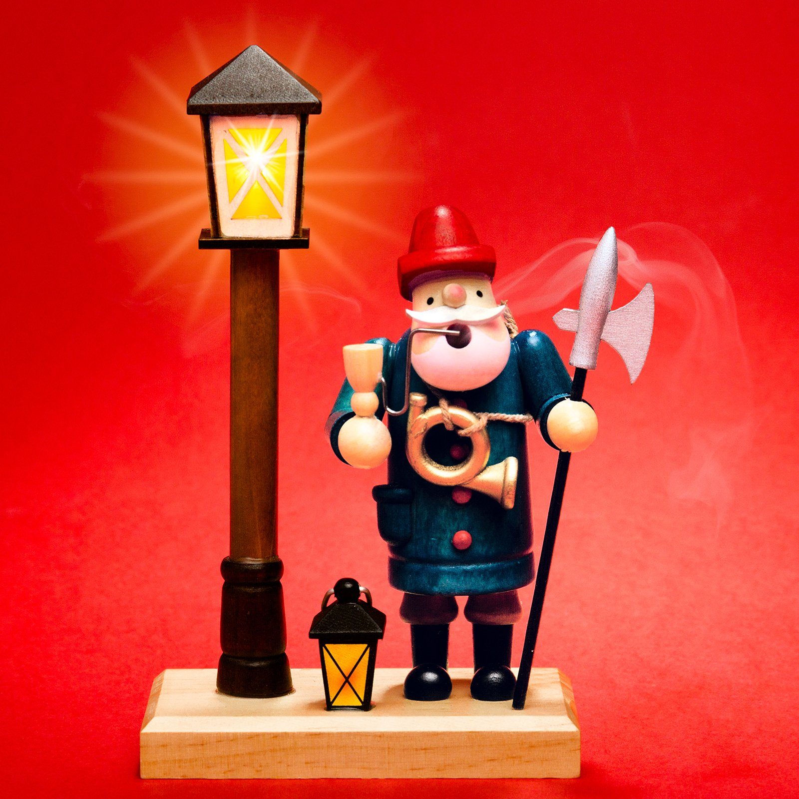 SIKORA Weihnachtsfigur RM-A-LED Holz Räuchermännchen mit batteriebetriebener LED Laterne