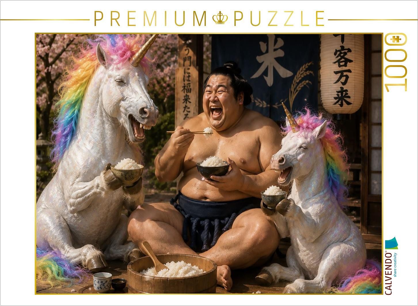 CALVENDO Puzzle CALVENDO Puzzle Sumo Wrestler and Rainbow Unicorn, 1000 pieces, finis, 1000 Puzzleteile