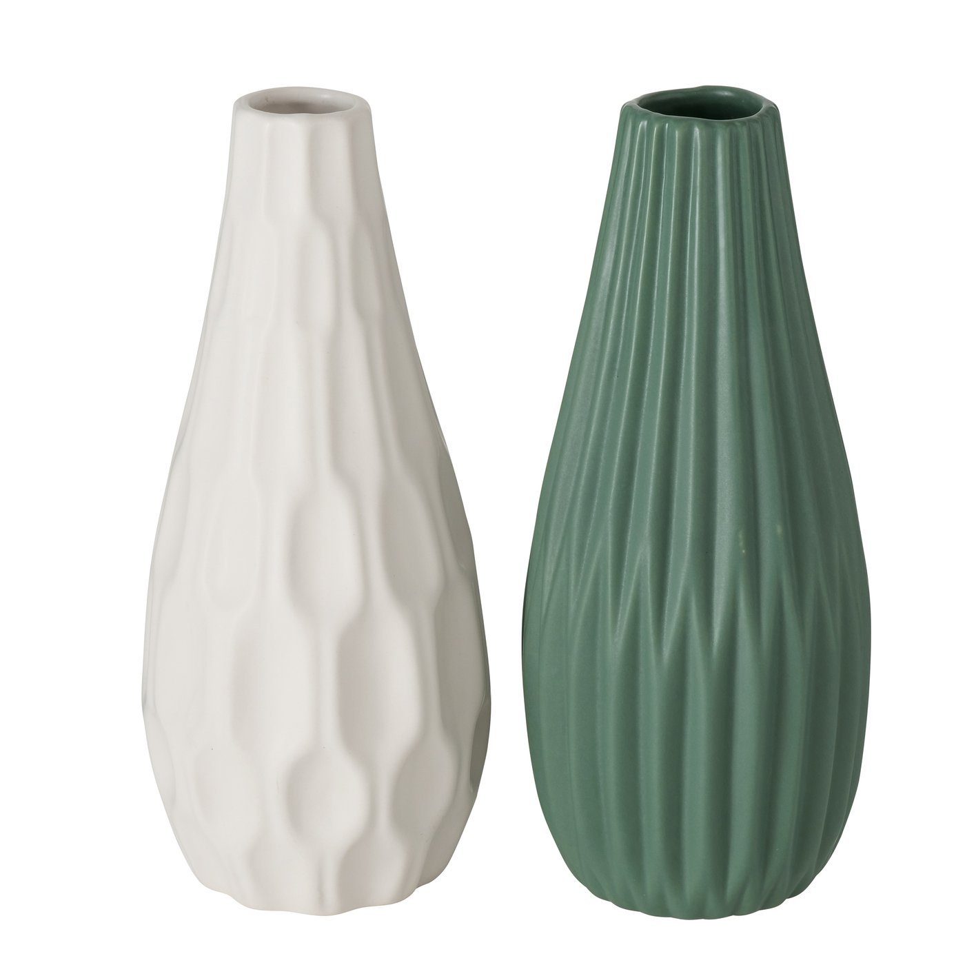 Vase aus (2 Set BOLTZE Dekovase in "Lenja" Blumenvase grün/weiß, St) 2er Keramik