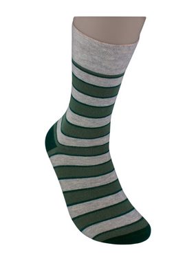 Die Sockenbude Basicsocken RINGEL - Herrensocken (Bund, 5-Paar, grau grün) mit Komfortbund ohne Gummi