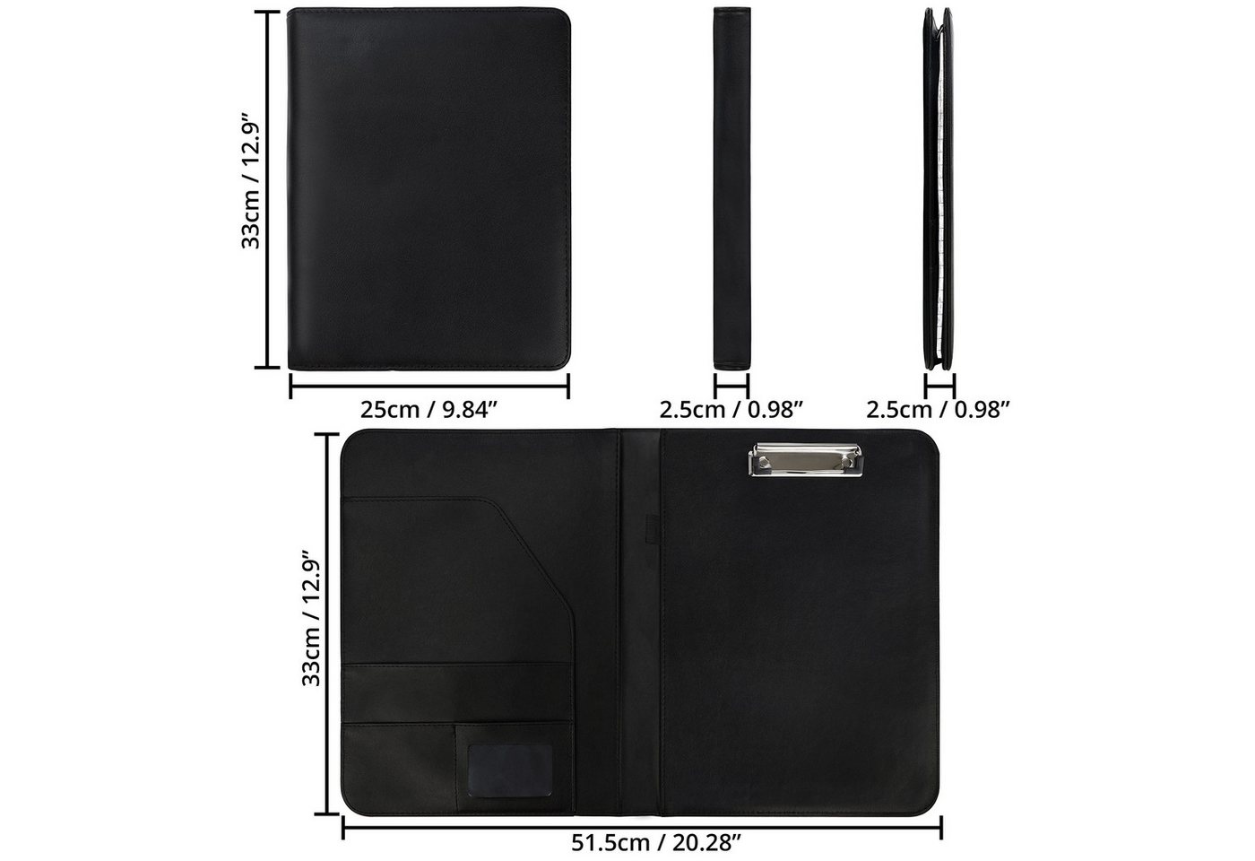 Thumbnail - Kurtzy Konferenzmappe Schwarzes Kunstleder Notizbuch A4 mit Kartenfach (1-St)