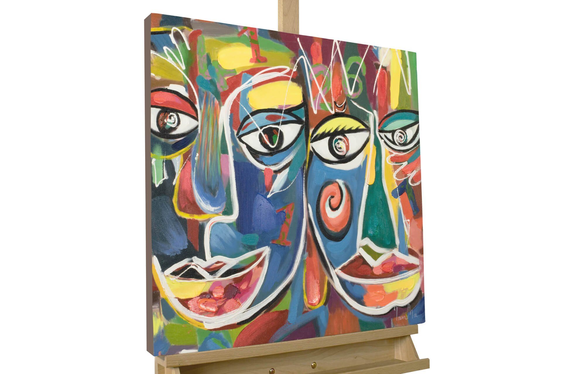 KUNSTLOFT Gemälde Magisches Ebenbild 60x60 cm, Leinwandbild 100% HANDGEMALT Wandbild Wohnzimmer