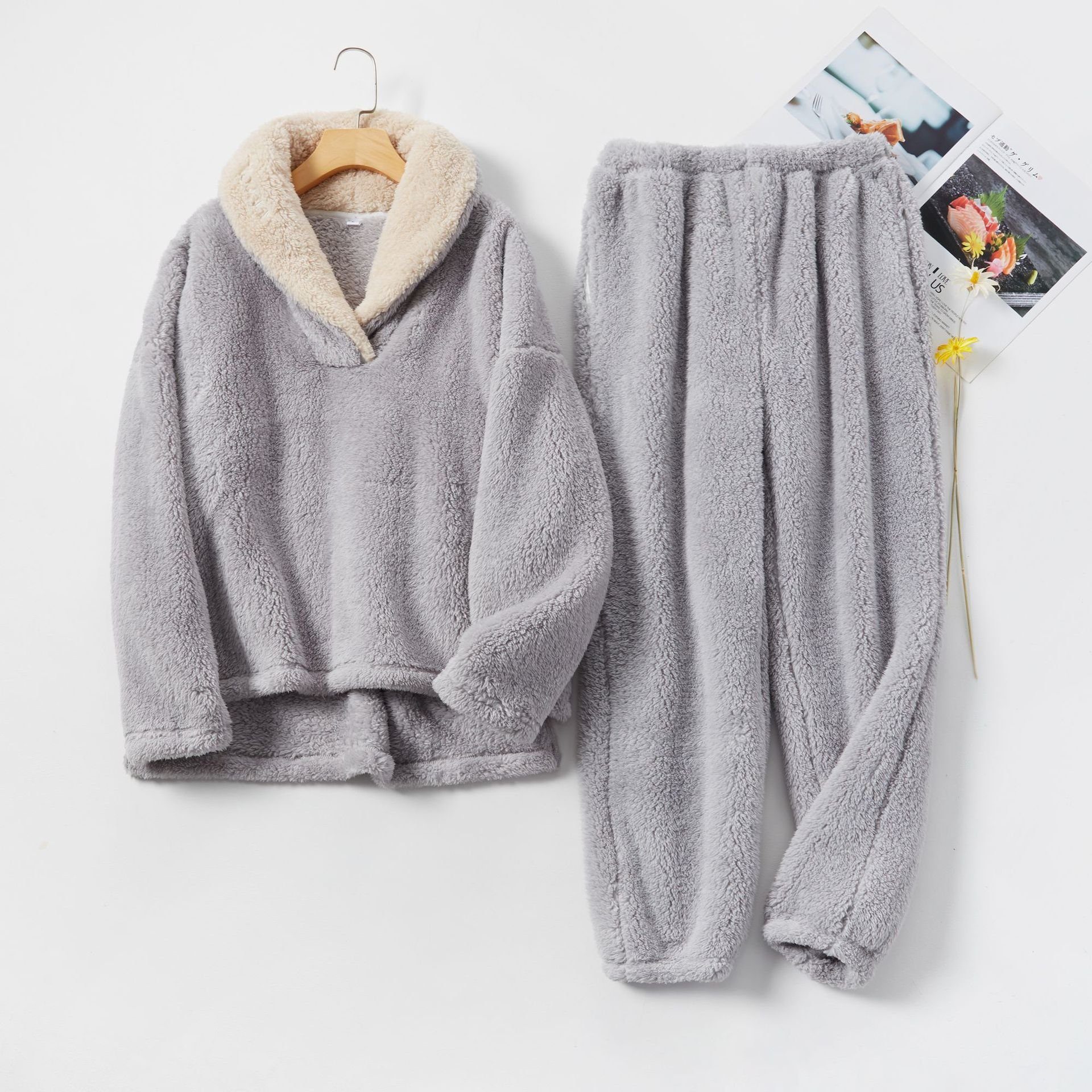 Opspring Pyjama Flanell-Nachtwäsche 2er-Set und warme Schlafanzug,gemütliche