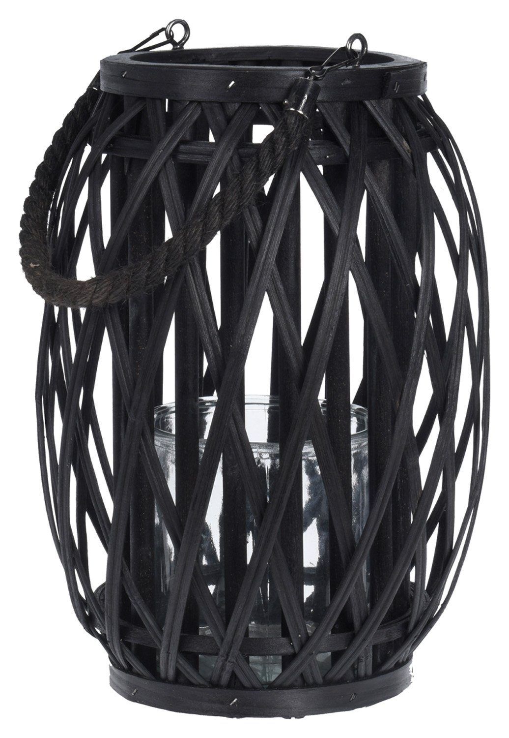 Windlicht Laterne BLACKY, Schwarz, Ø 23 cm