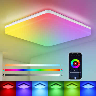 IEGLED LED Deckenleuchte Dimmbare Deckenlampe, 36W, 3600LM, IP54, ‎Farbwechsel, timer, Wasserdicht, Dimmbar, 16 Millionen RGB-Farben, Kompatibel mit Alexa APP Google Assistant, Smart Home Lampe