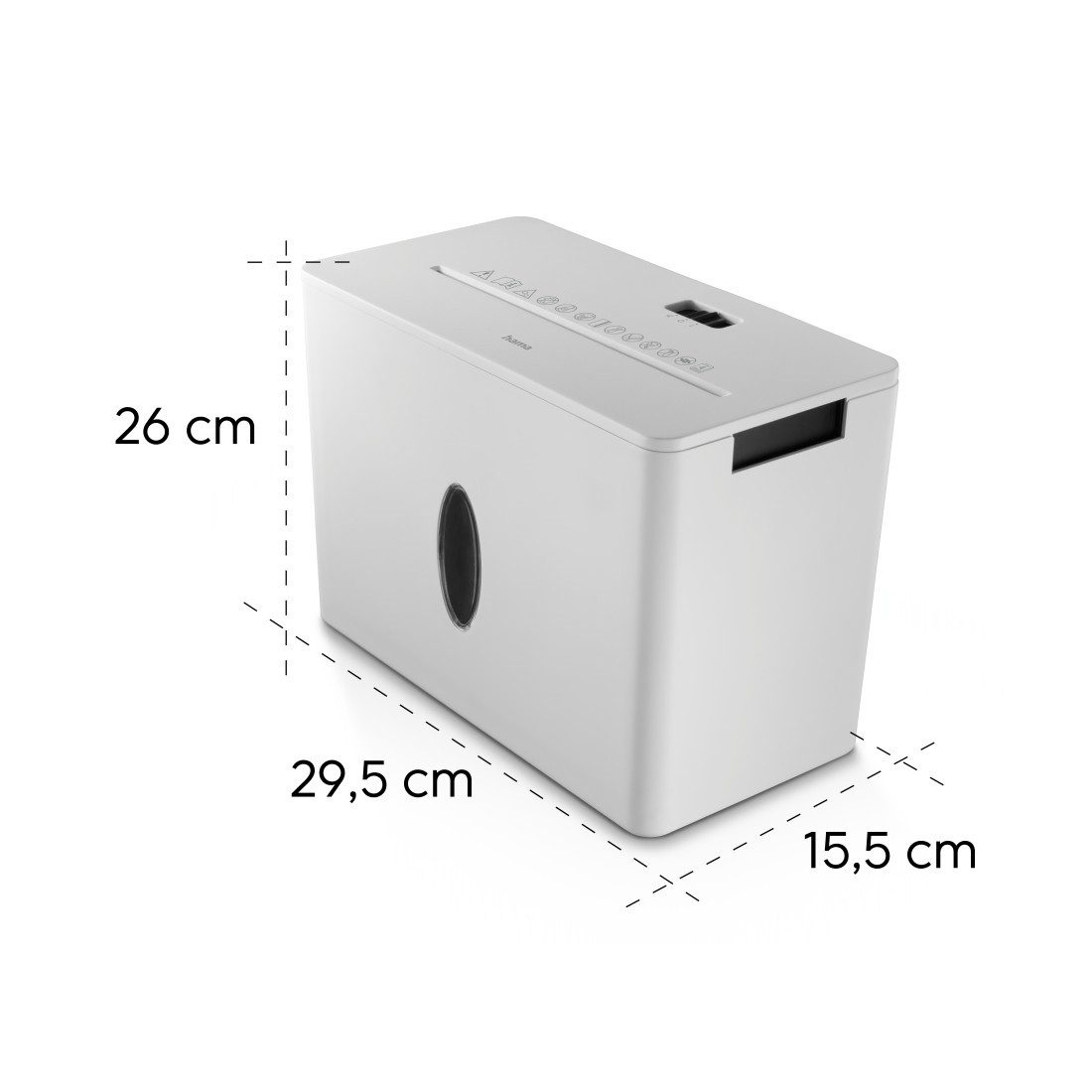 Hama Aktenvernichter Aktenvernichter Partikelschnitt (Papier + Plastik, Korb, 4 Blatt, P4), Mit Papierkorb, 4 x 33 mm Schnitzel, Automatik, Rücklauf – Bild 5 von 5