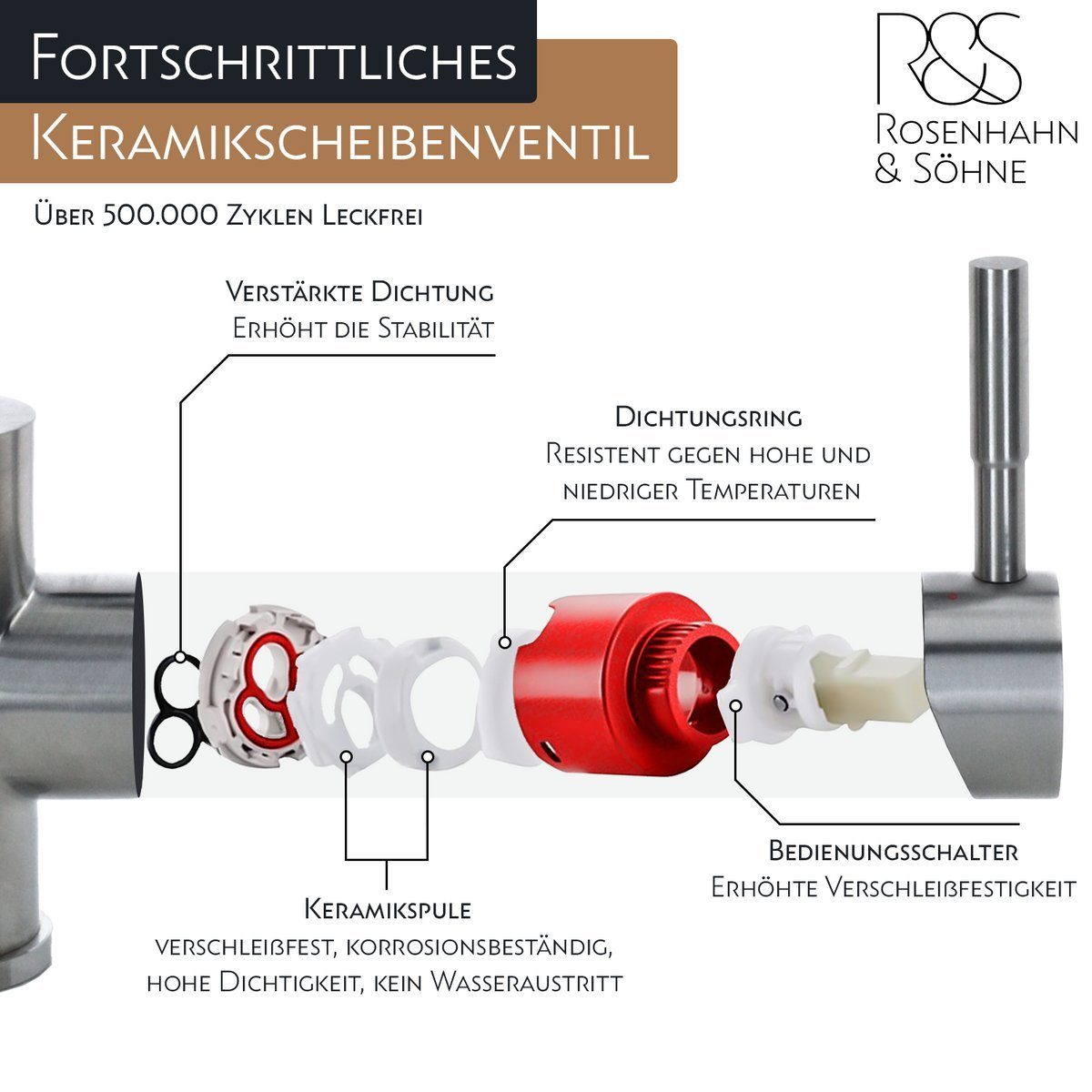 Drehbarer Wasserhahn mit Rosenhahn Küchenarmatur Brause- Küchenarmatur & 360° & 200 Söhne Sylt Söhne