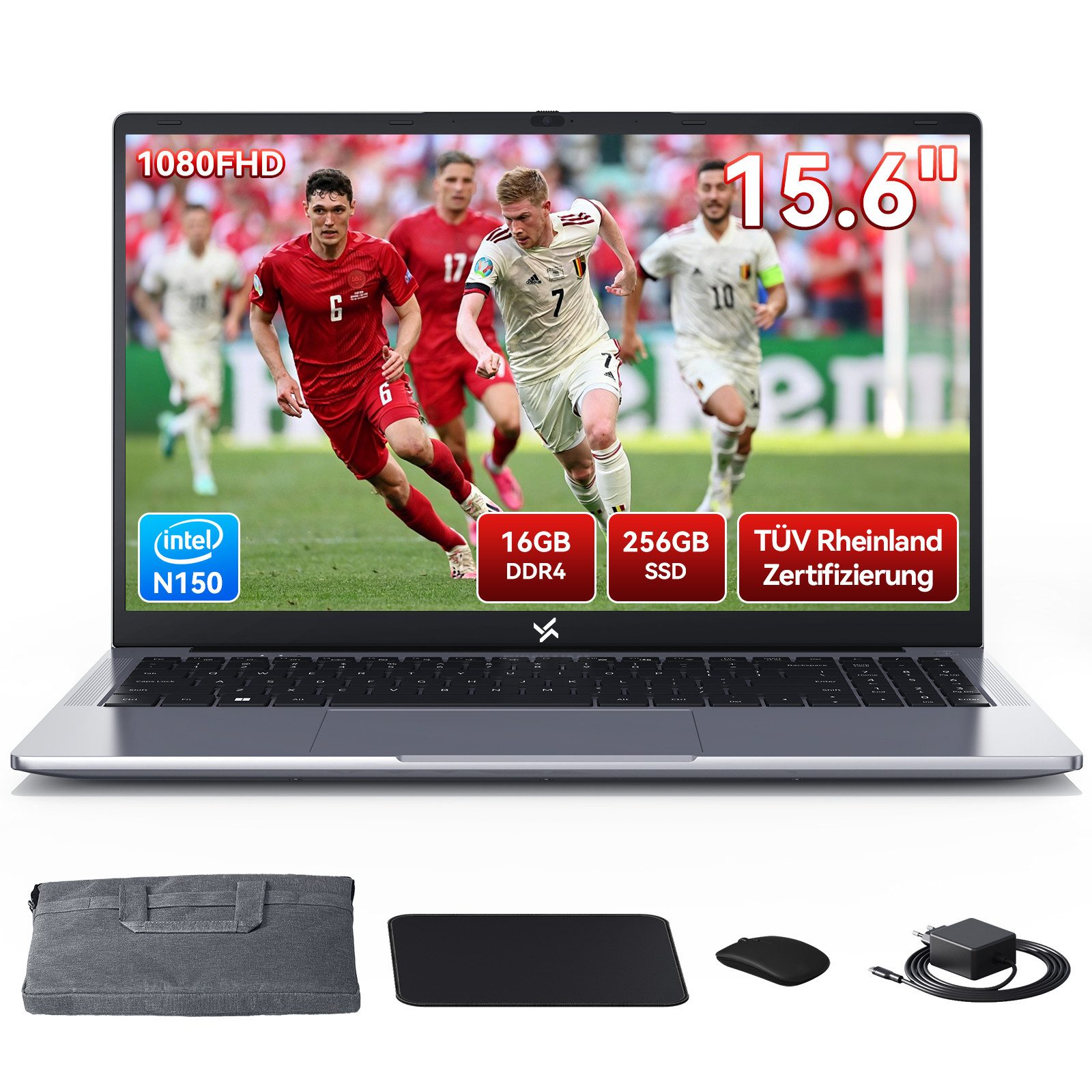 blackview 15,6” Laptop Intel N150 WiFi 5 16GB RAM 512GB SSD Notebook (Intel N150 Intel Twin Lake N150, 16 GB, 256 GB SSD, FHD/Deutsche Tastaturaufkleber/mit Tasche, Maus, Tastatur)