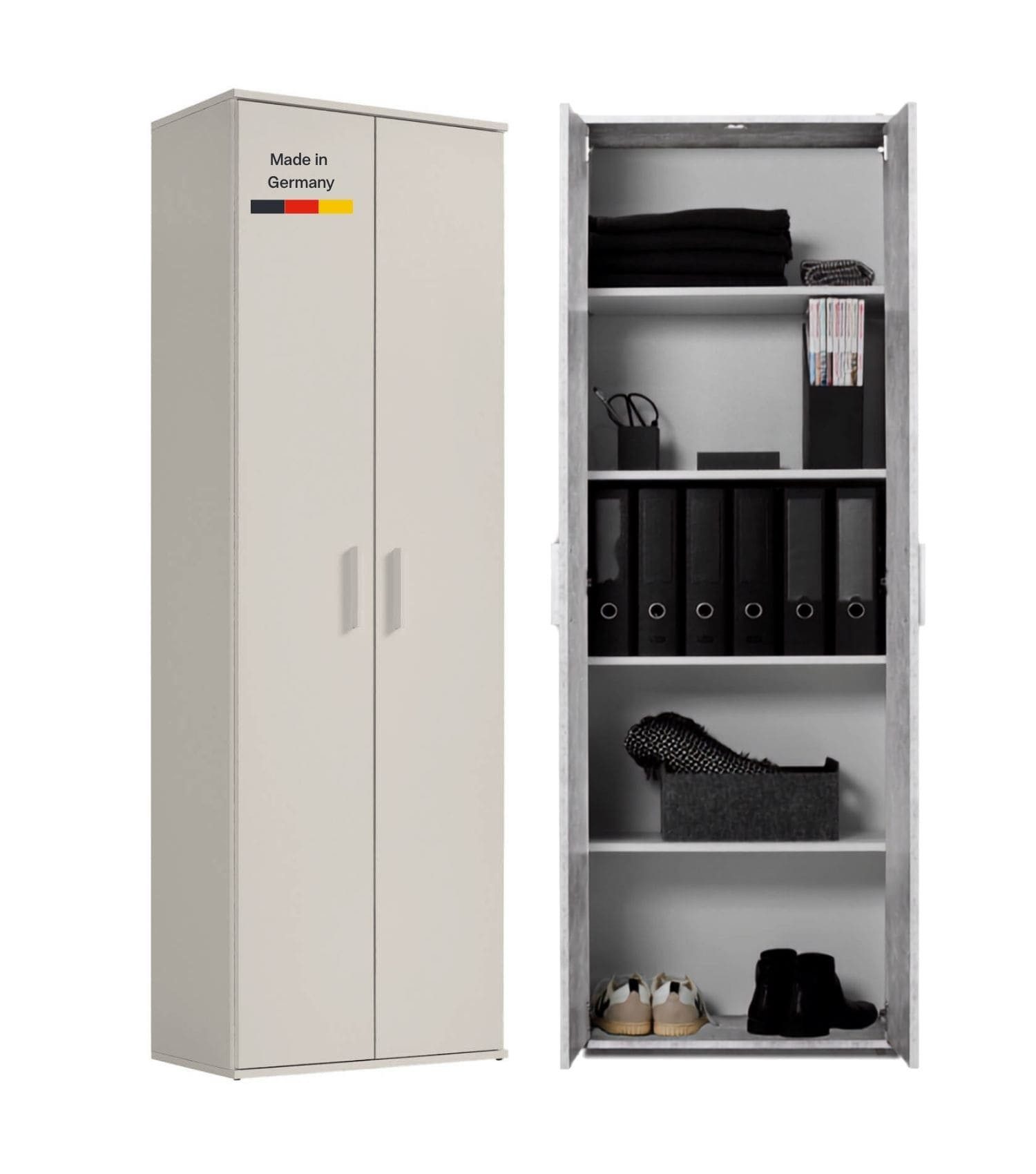 mokebo Mehrzweckschrank Der Lange (60x180 cm, mit 4 Einlegeböden) Made in Germany, Aktenschrank, Flurschrank, Schuhschrank in Beige