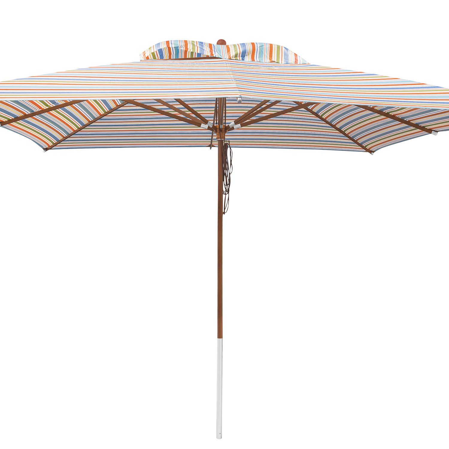 anndora-sonnenschirm Sonnenschirm 4 x 4 Meter 7 farbig gestreift, LxB: 400x400 cm, Seilzug Öffnungsmechanik - Winddach - wasserabweisende Beschichtung