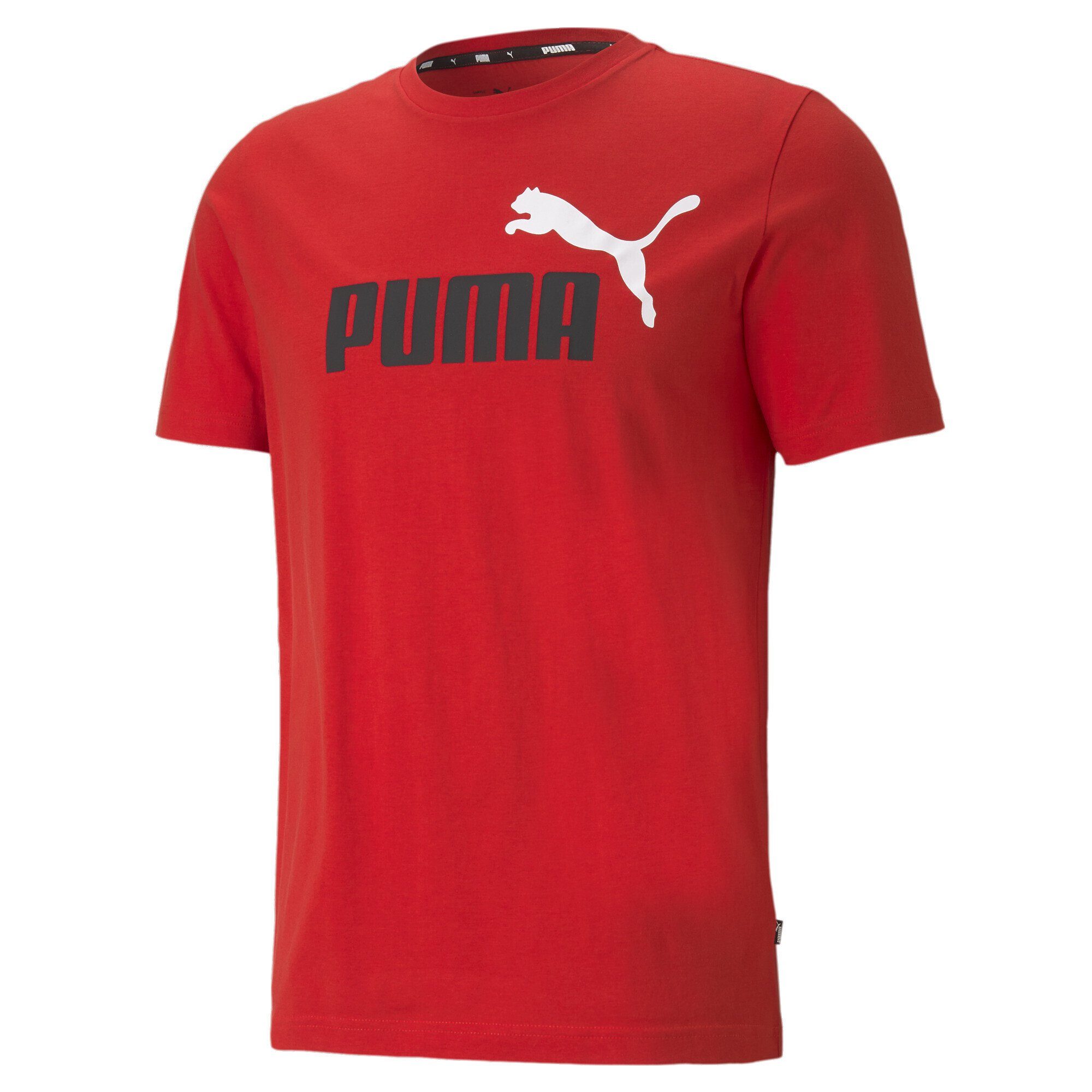 Die Zeit ist begrenzt PUMA Trainingsshirt Essentials+ T-Shirts mit Risk zweifarbigem High Logo Herren Red