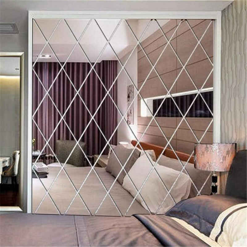 Bizaical 3D-Wandtattoo 17 Pcs Selbstklebende Raute Spiegel Wandaufkleber, Innenwanddekoration (17 St)