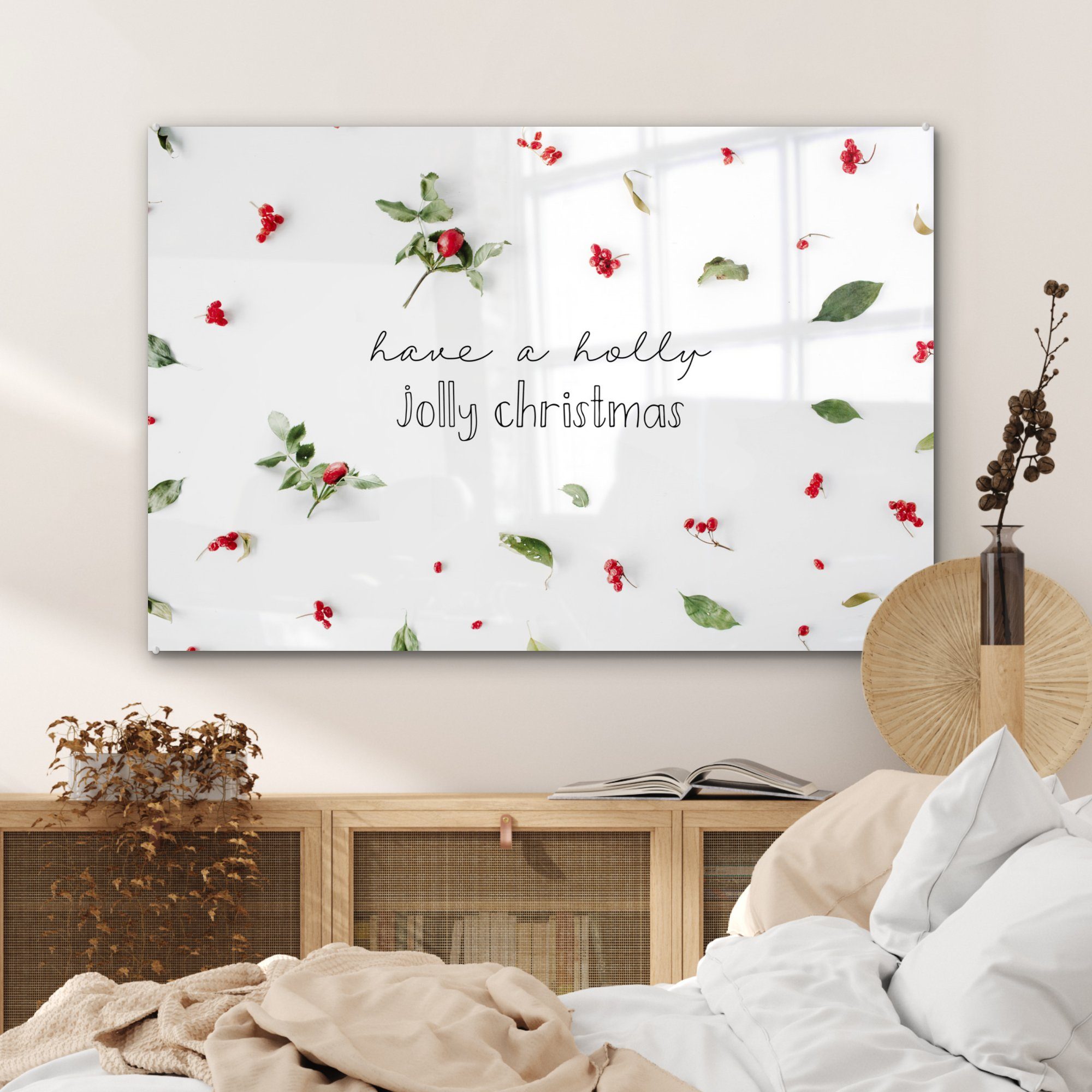 MuchoWow Acrylglasbild Winter - Weihnachten - Zitat - (1 Schlafzimmer Wohnzimmer St), Acrylglasbilder & Mistelzweig