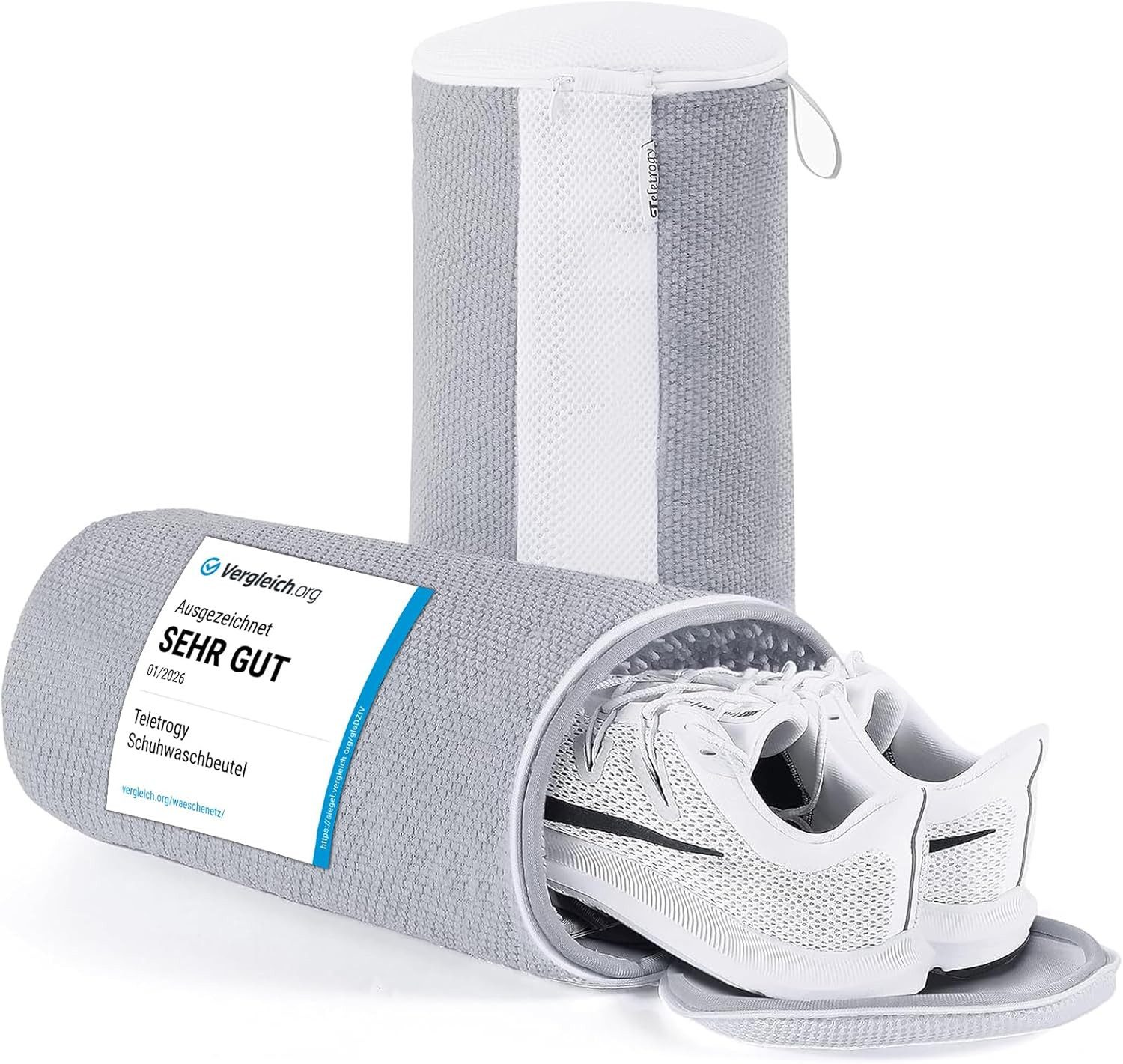 Teletrogy Wäschenetz Schuhwaschbeutel Waschmaschine, 2Pcs 3D-Net Wäschesack Schuhe,(1-St), Schuhbeutel für Waschmaschine mit Verstecktem Reißverschluss, Max EU46