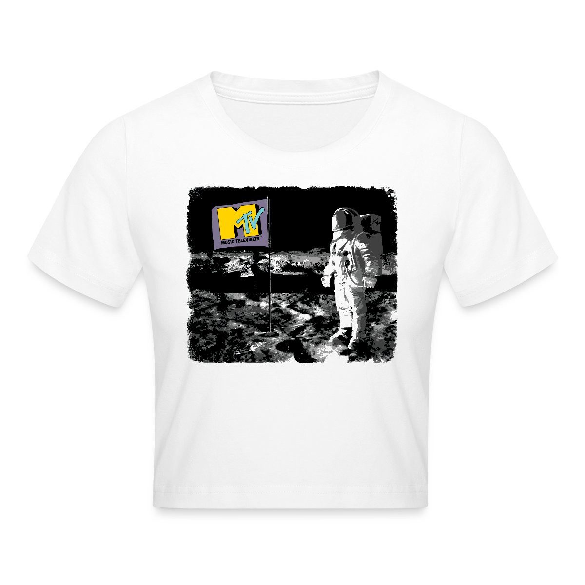 T-Shirt MTV Astronaut Auf Dem Mond Mit MTV-Flagge Crop Top