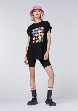 Emoji Print-Shirt mit Glitter-Grinsegesicht