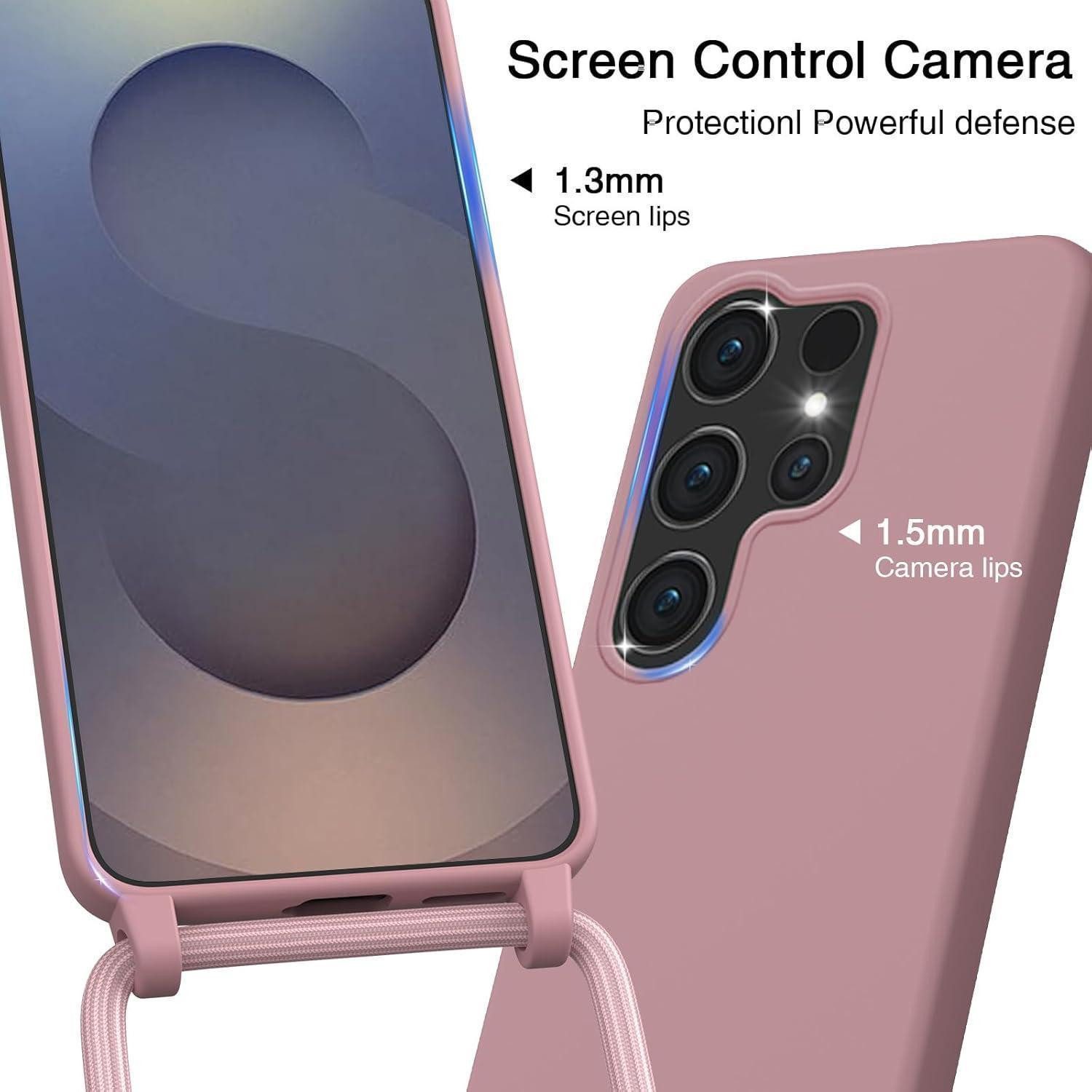 LuxusKollektion Case zum Umhängen Handyhülle mit Band Samsung S25 Ultra Pink