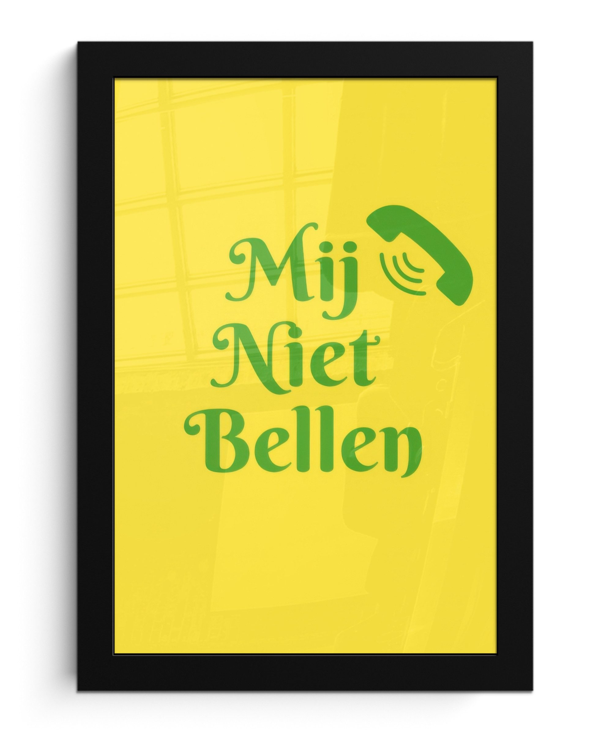 MuchoWow Poster Rufen Sie mich nicht an - Telefon - Gelb, (1 St), Bilderrahmen, Zimmer Deko, Bild für Wohnzimmer, 20x30 cm