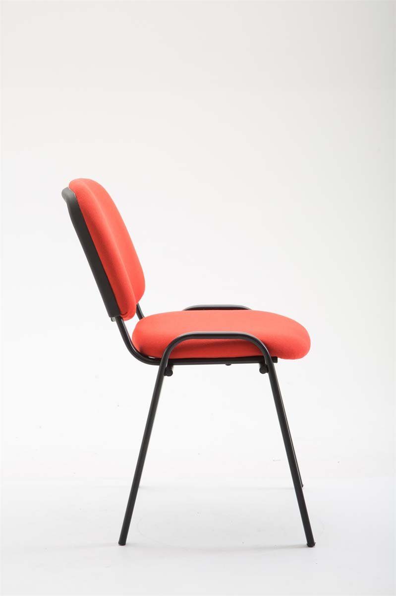 Gestell: Sitzfläche: Stoff - Konferenzstuhl mit rot - TPFLiving hochwertiger - Keen - Warteraumstuhl Polsterung schwarz Messestuhl), (Besprechungsstuhl Besucherstuhl Metall