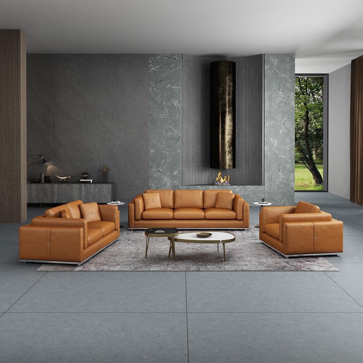 JVmoebel Wohnzimmer-Set, Sofagarnitur 3 1 Sitzer Design Couch Polster Sofas Modern Garnitur Braun