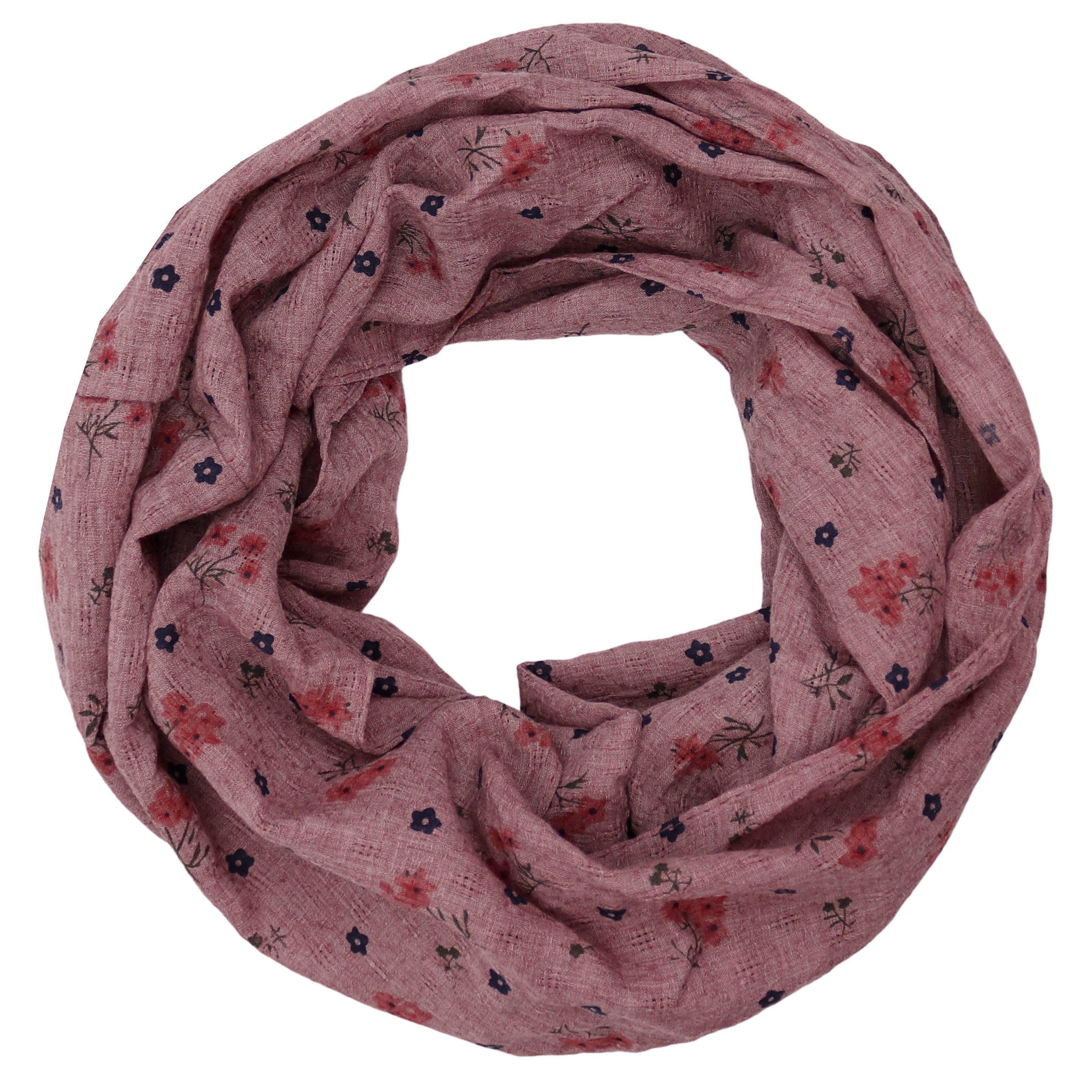 MIRROSI Loop Damen Schal mit Blumen-Muster Weich aus 100% Baumwolle Schlauchschal, (ca. 160x44cm Zweimal um den Hals wickelbar)