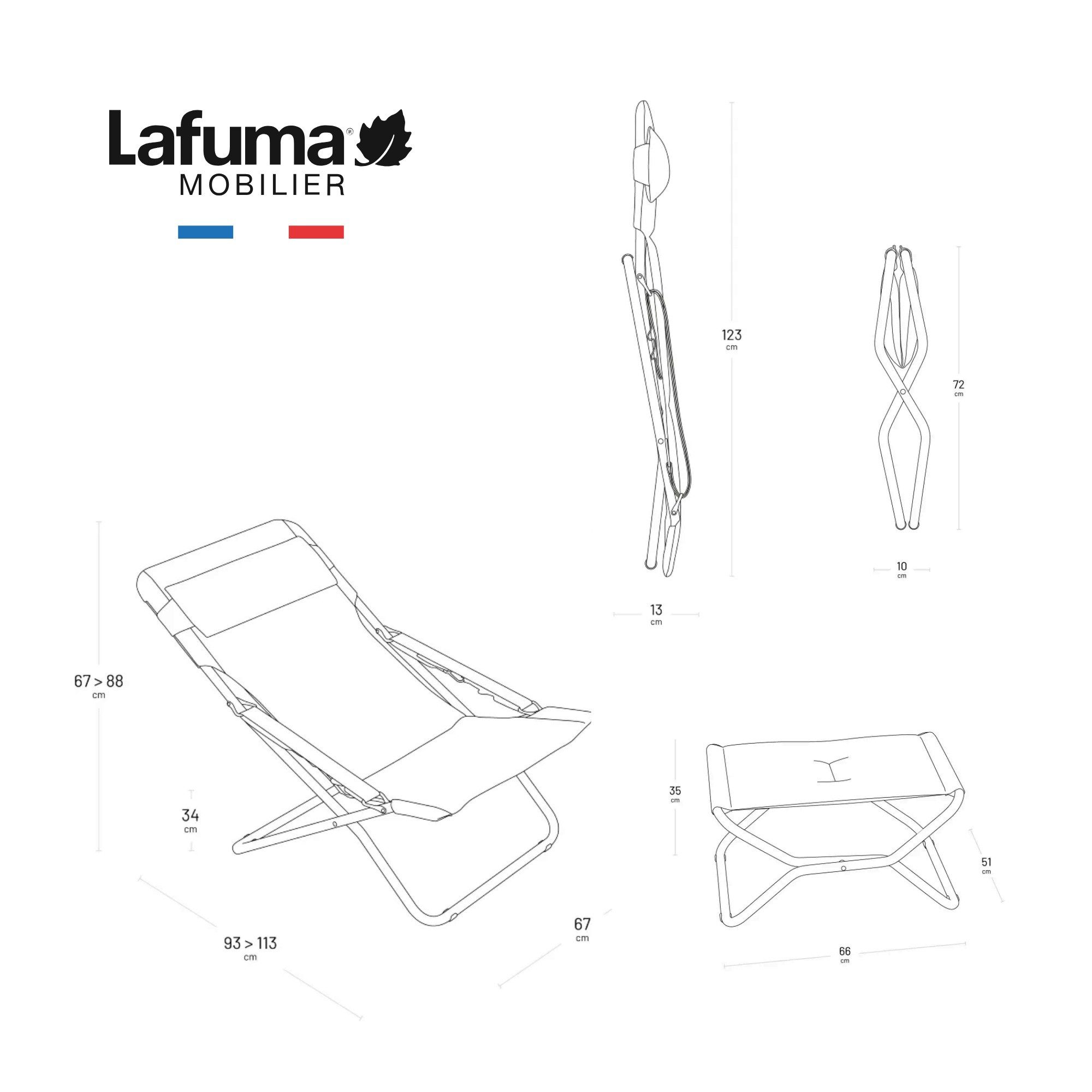 Lafuma Relaxsessel lafuma Liegenstuhl Transabed XL Plus mit Hocker Aircomfort Acier