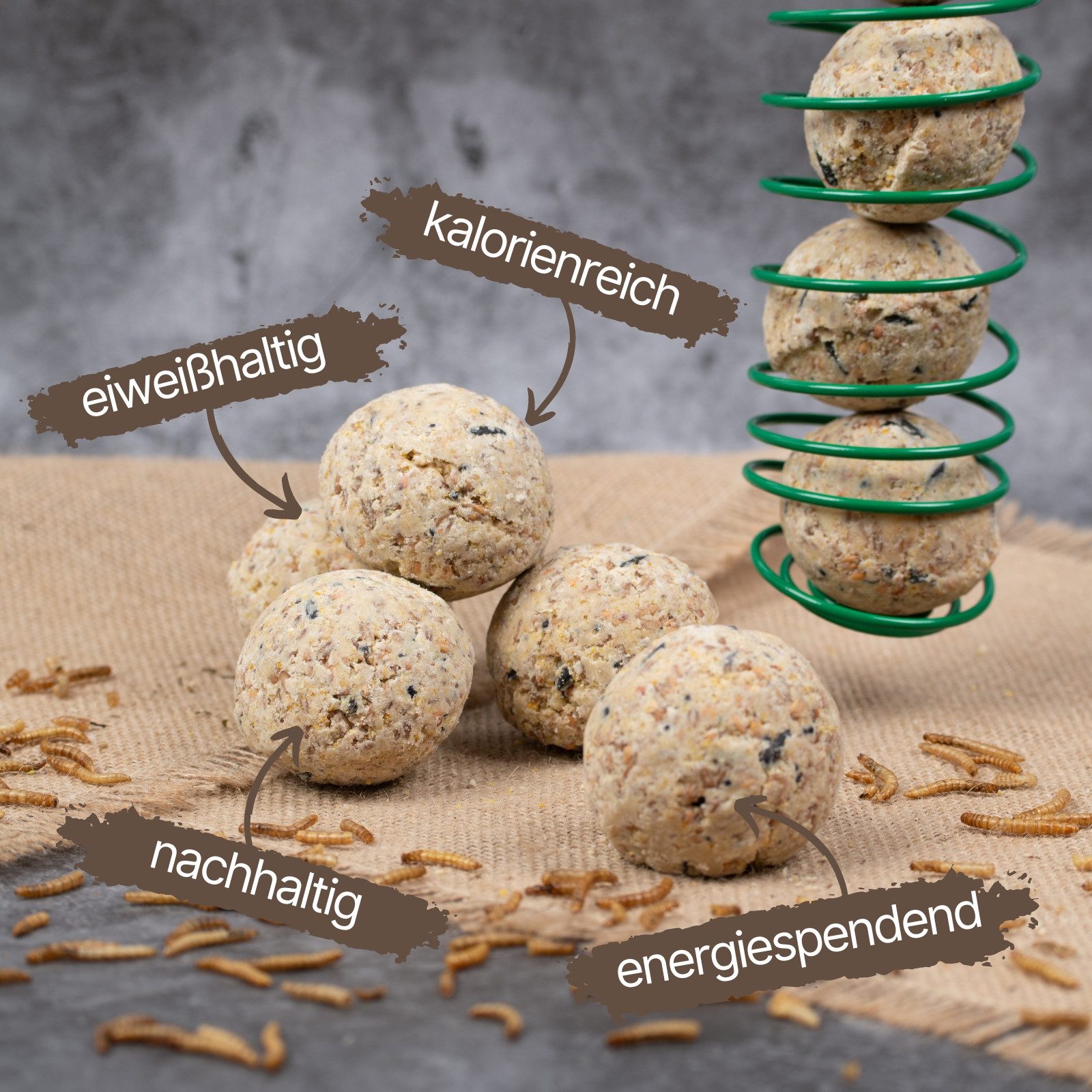 Lyra Pet 150 Stk. Lyra Pet® Meisenknödel Alb-Mühle Protein Mehlwürmer ohne Netz, für: Wildvogel