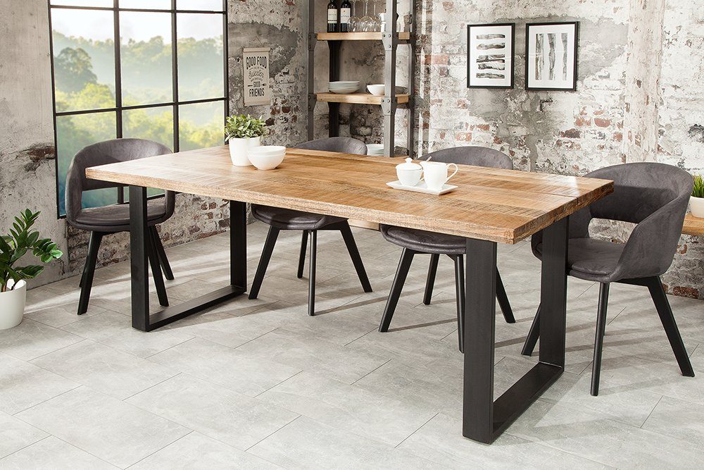 riess-ambiente Esstisch IRON CRAFT 160cm natur/schwarz - Mango-Massivholz, Kufen aus Eisen (Einzelartikel, 1-St), Industrial Design & bis zu 6 Personen – ideal für Dein Loft-Esszimmer