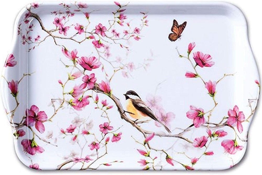 Ambiente Luxury Paper Products Tablett Melamin Tray Planzen Blumen / Tiere Vogel / Birds /Blossom, Melamin bunt : Vogel und Blüte