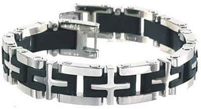 Karisma Edelstahlarmband Edelstahl Armband Herrenarmband Massiv mit Kautschuk Hochglänzend- SB6327 - Länge 20,5cm