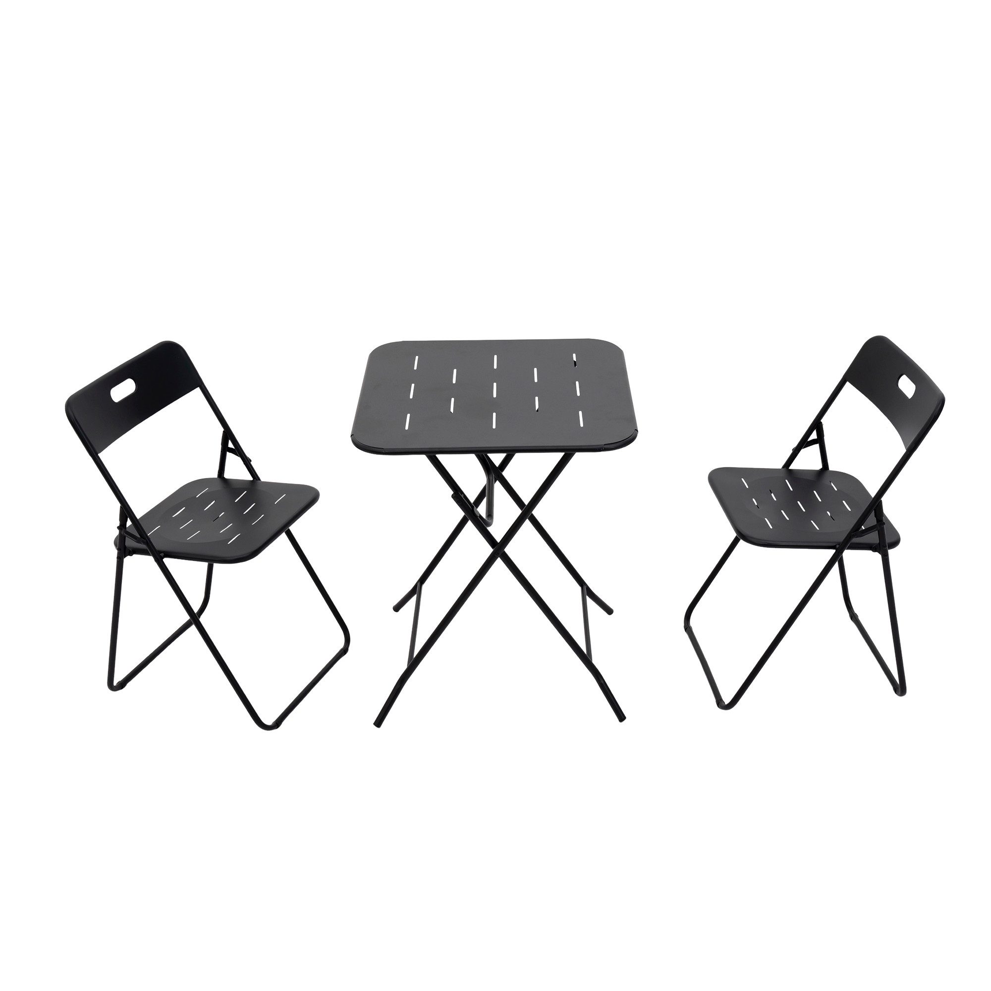 kowdom Bistrotisch 3-teiliges Bistro Set klappbar, 2 Stühle & Tisch, Outdoor, 120 kg (Bistro Set, 3-teilig: 2 Stühle + 1 Tisch), klappbar, wetterfest, rostgeschützt, E-Coating