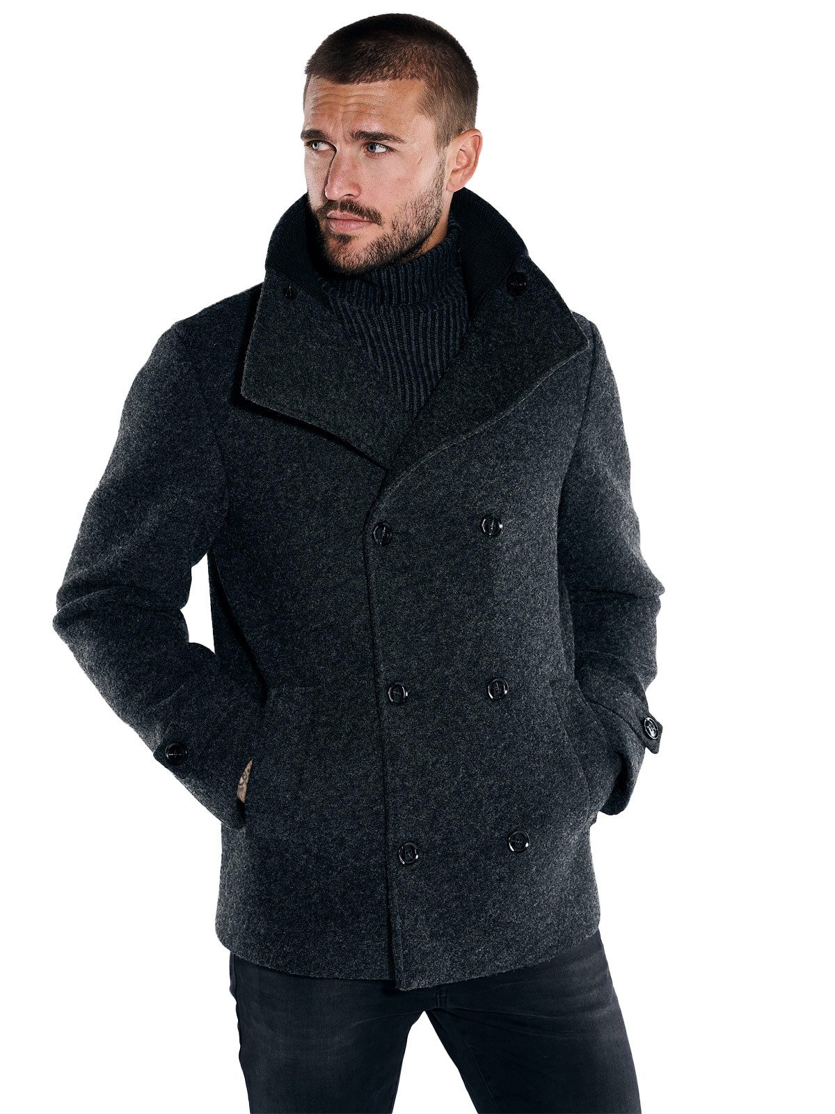 emilio adani Kurzjacke emilio adani Herren Mantel regular, Anthrazit