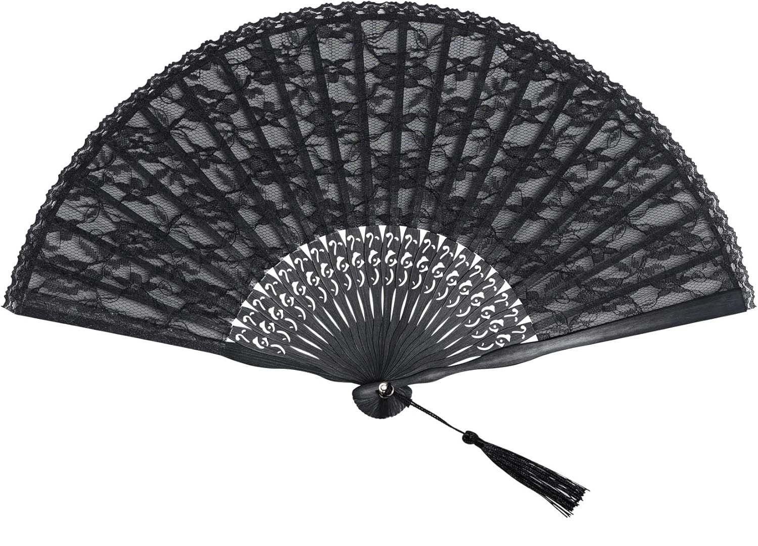 Bwecuy Handfächer Handfächer aus schwarzer Spitze, Hochzeitsgeschenk, (1-tlg)