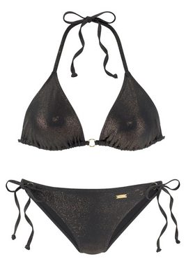 LASCANA Triangel-Bikini mit goldfarbener Glanzbeschichtung