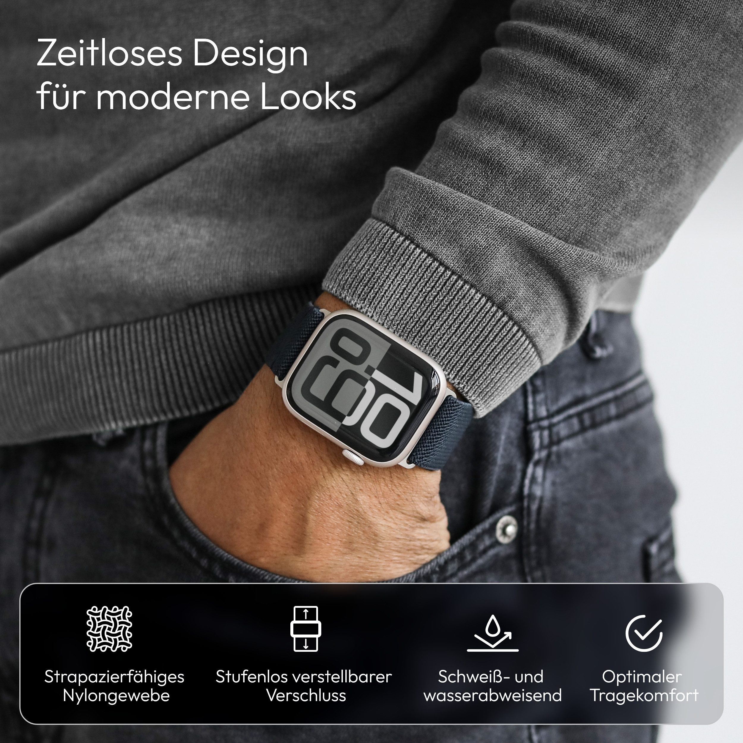 VONMÄHLEN Smartwatch-Armband Classic Nylon Loop günstig online kaufen